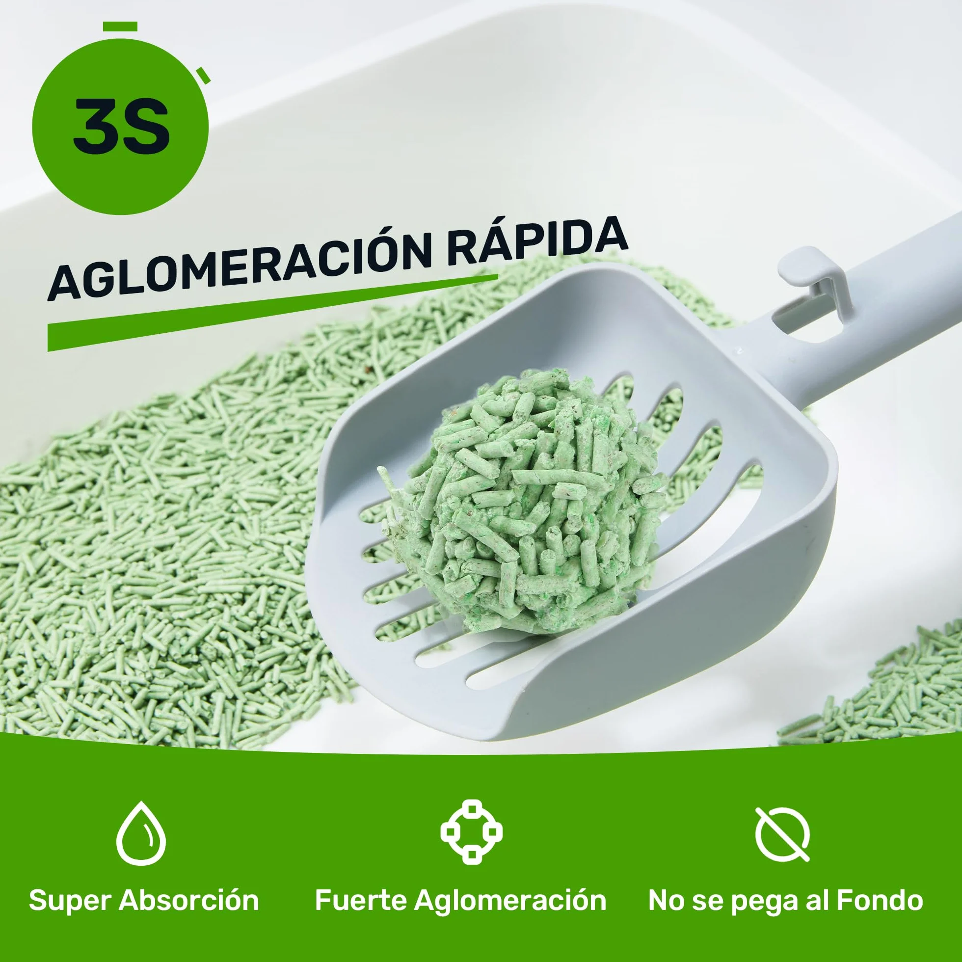 FUKUMARU Arena de Tofu para Gatos 10.8kg - Arena Aglomerante, Control de Olores, Aroma de Té Verde, Sin Polvo