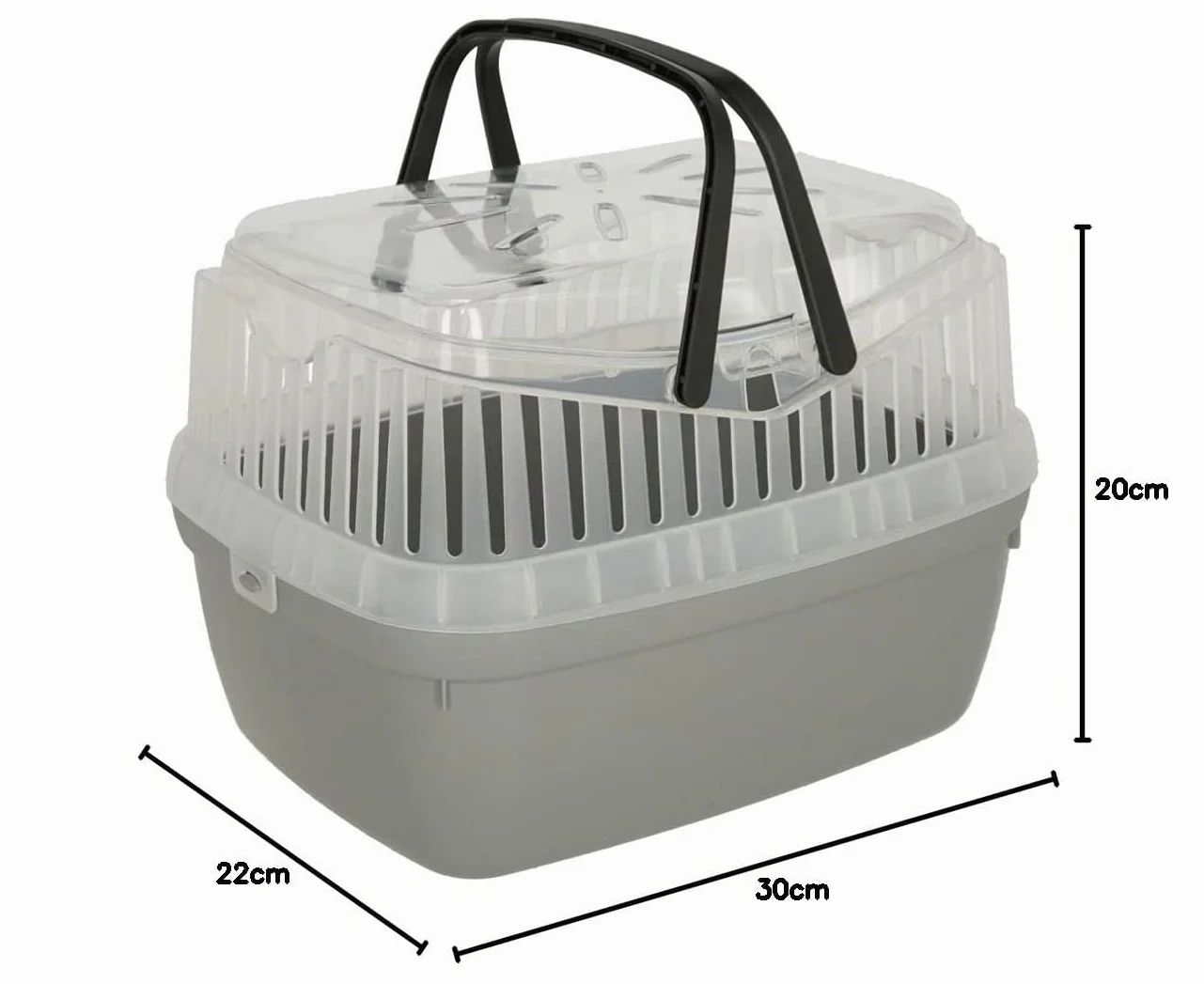 Kerbl Pet Transportín Portobello, 30x23x23cm, plástico, Gris, para hámsteres, cobayas y roedores