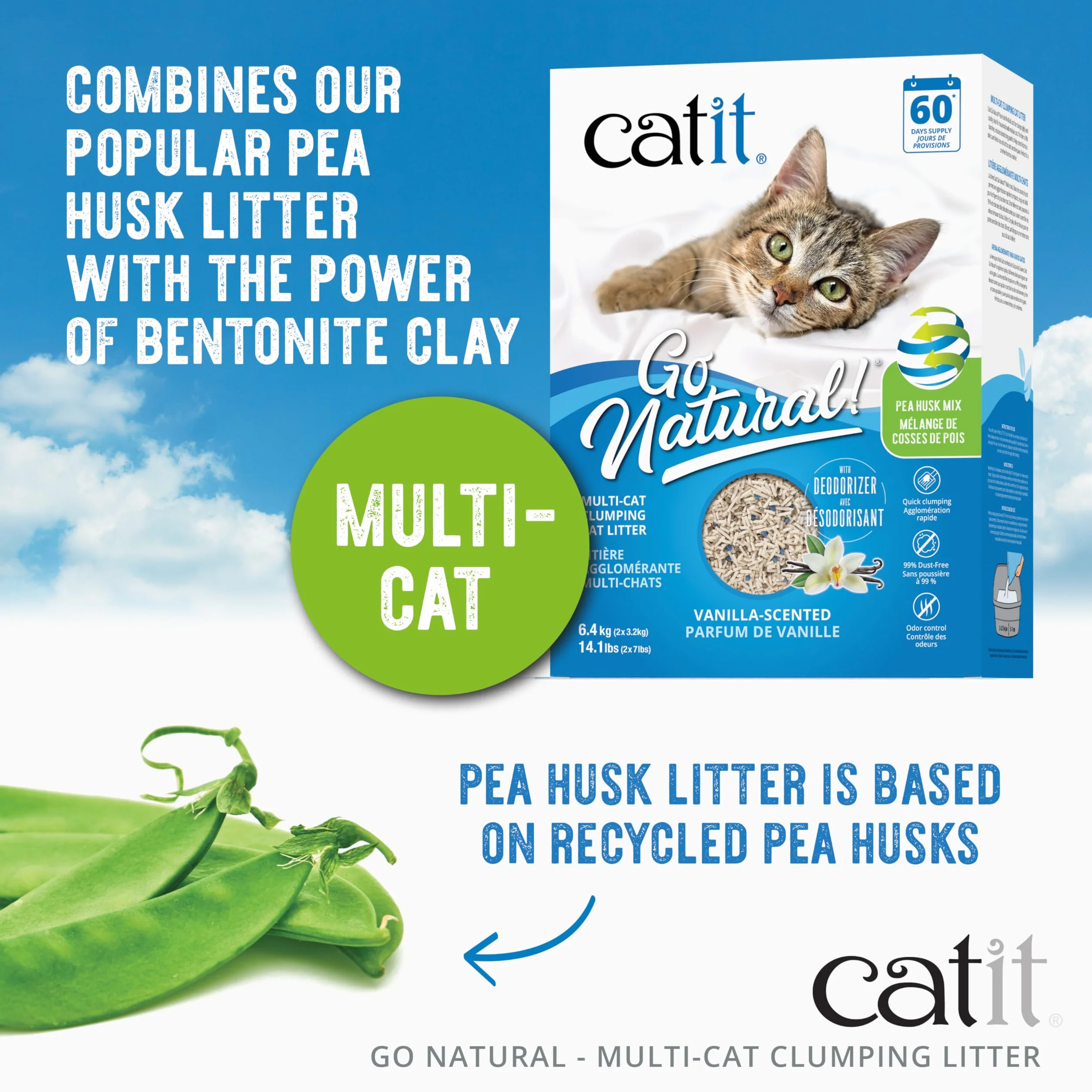 Arena Aglomerante Mix para Muchos Gatos Catit Go Natural