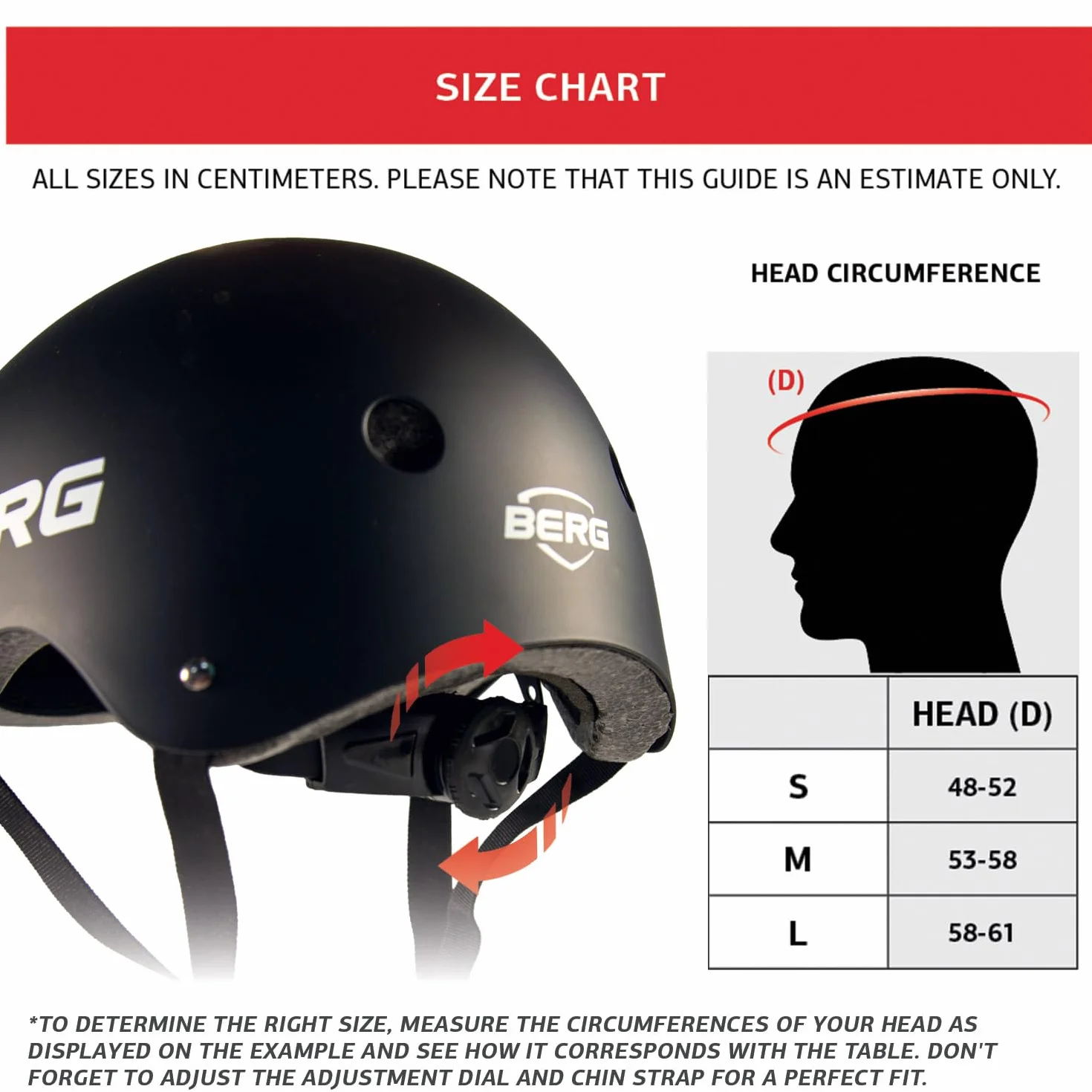 BERG Casque Enfant S Negro 48-52 cm ajustable