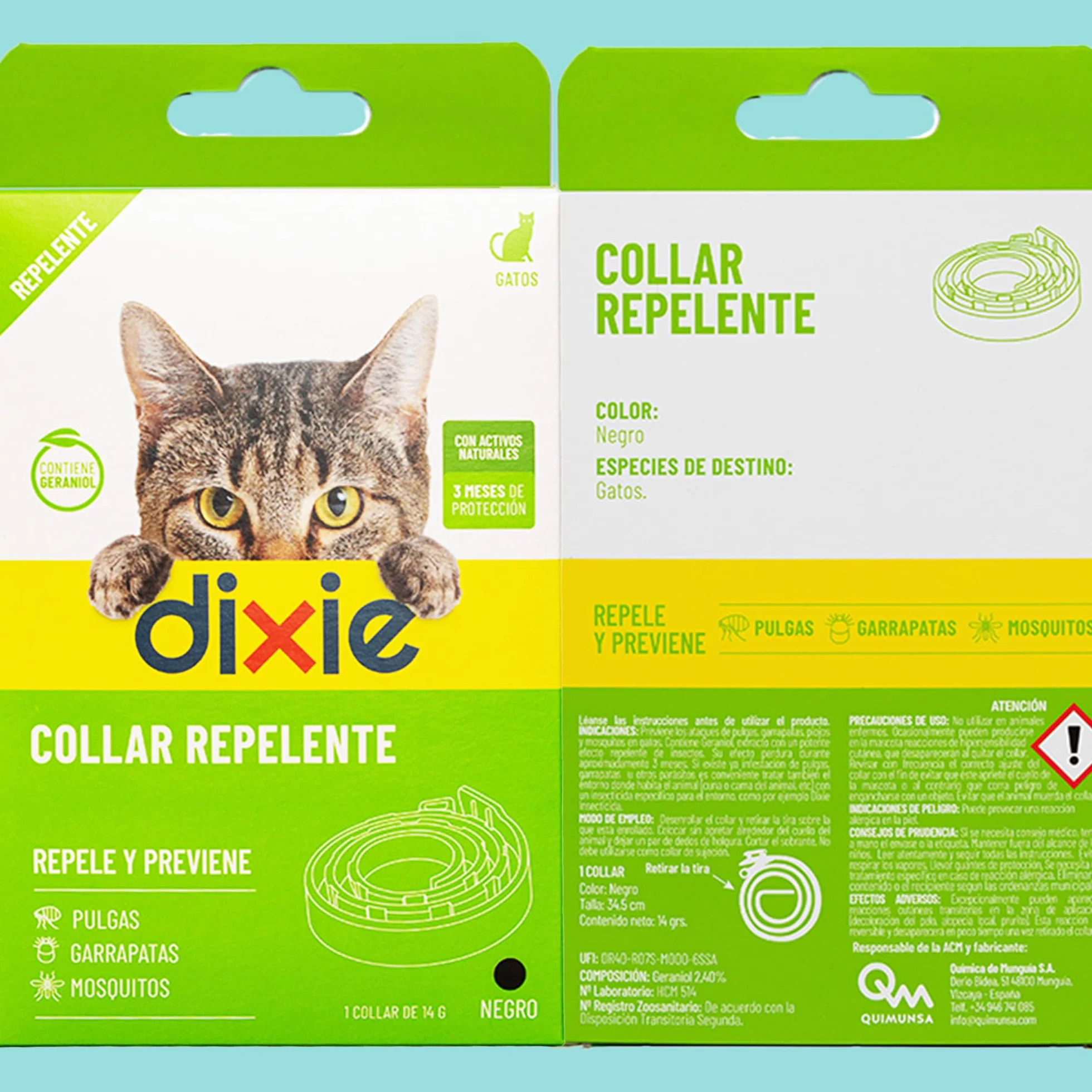 DIXIE – Collar Antipulgas para Gatos y Gatitos – Repele y Protege de Pulgas, Garrapatas y Mosquitos – Sin Insecticidas – 3 Meses de Protección Natural - 34,5 cm Ajustables para Cualquier Raza y Tamaño