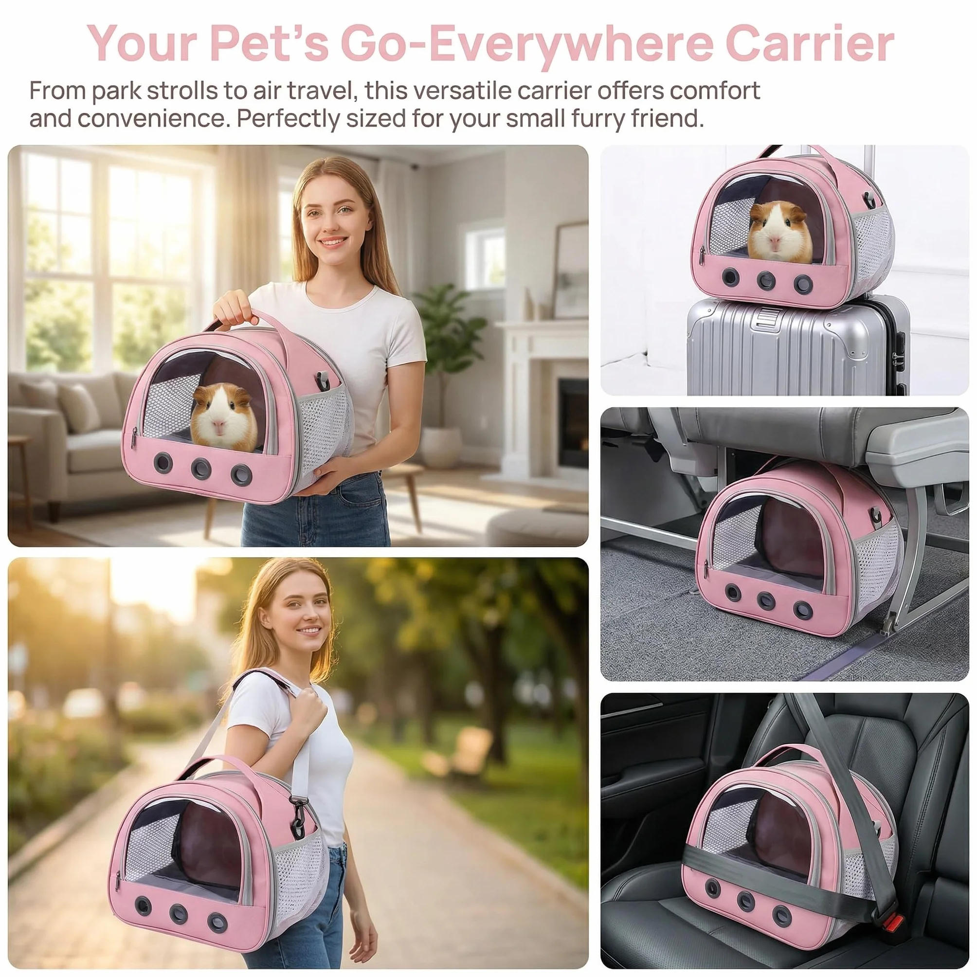 Transportador transparente para mascotas, jaula de viaje transparente portátil, contenedor de transporte, jaula de viaje para pájaros, ratas, hámsters y otros animales pequeños