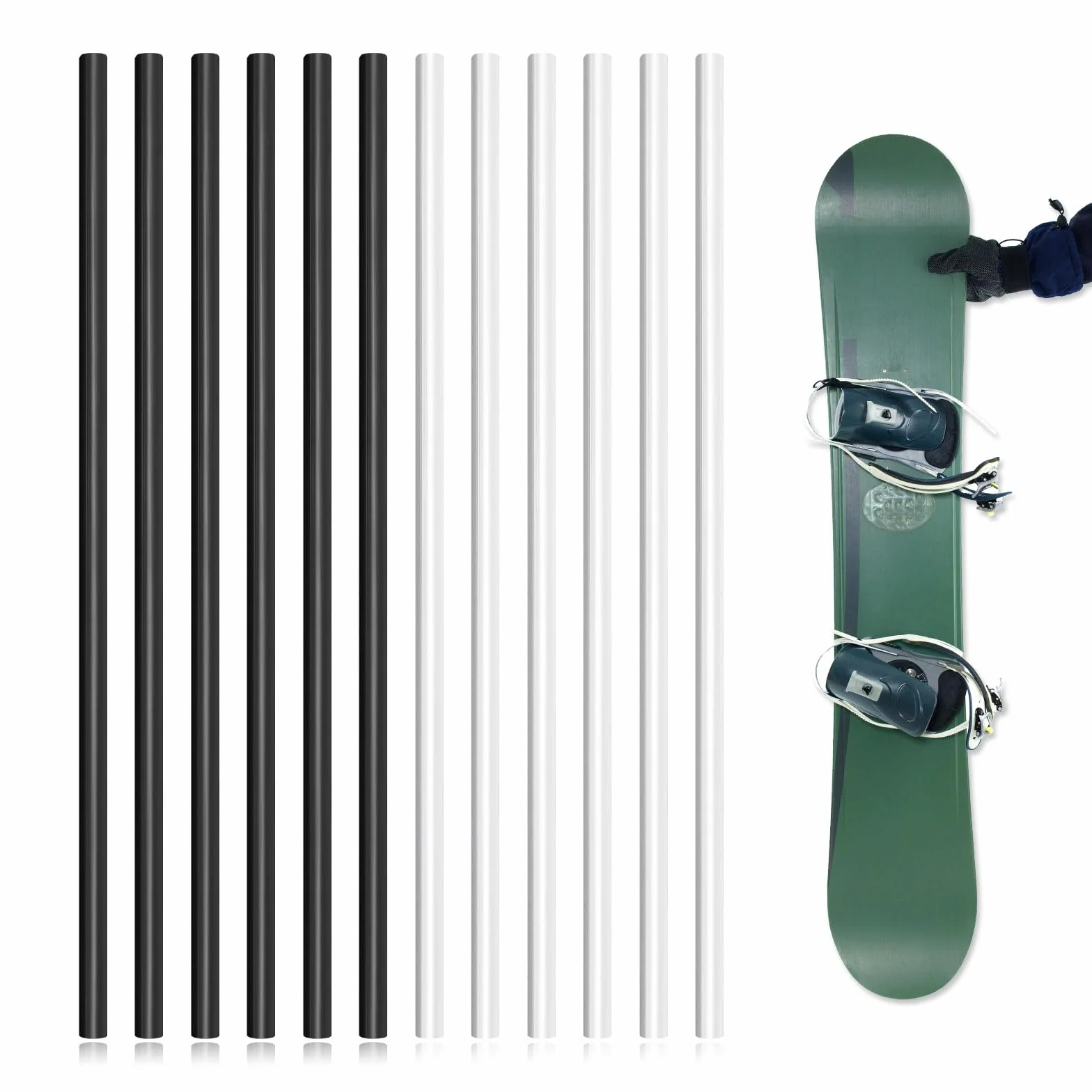 Kit Reparación Esquí Ptex 12uds Palos 6mm Mantenimiento Snowboard Blanco y Negro