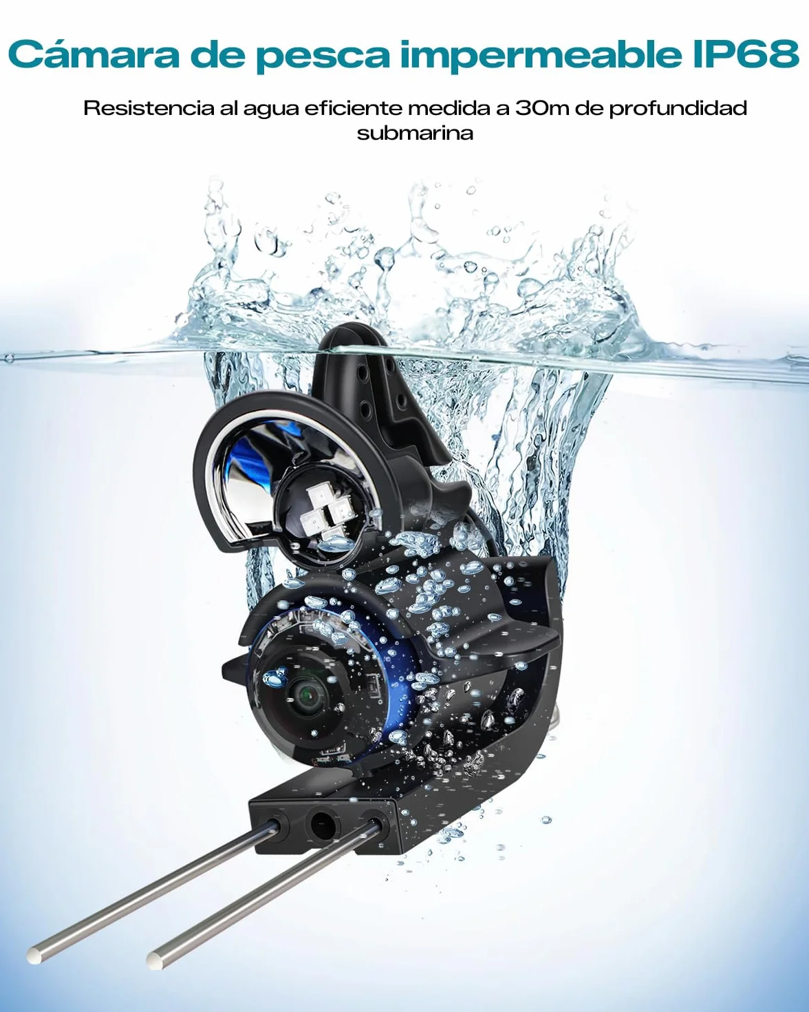 FourQ Cámara de Pesca Subacuática 4.3" HD 220° Gran Angular Visión Nocturna IR Cable 30m Impermeable Batería 5000mAh