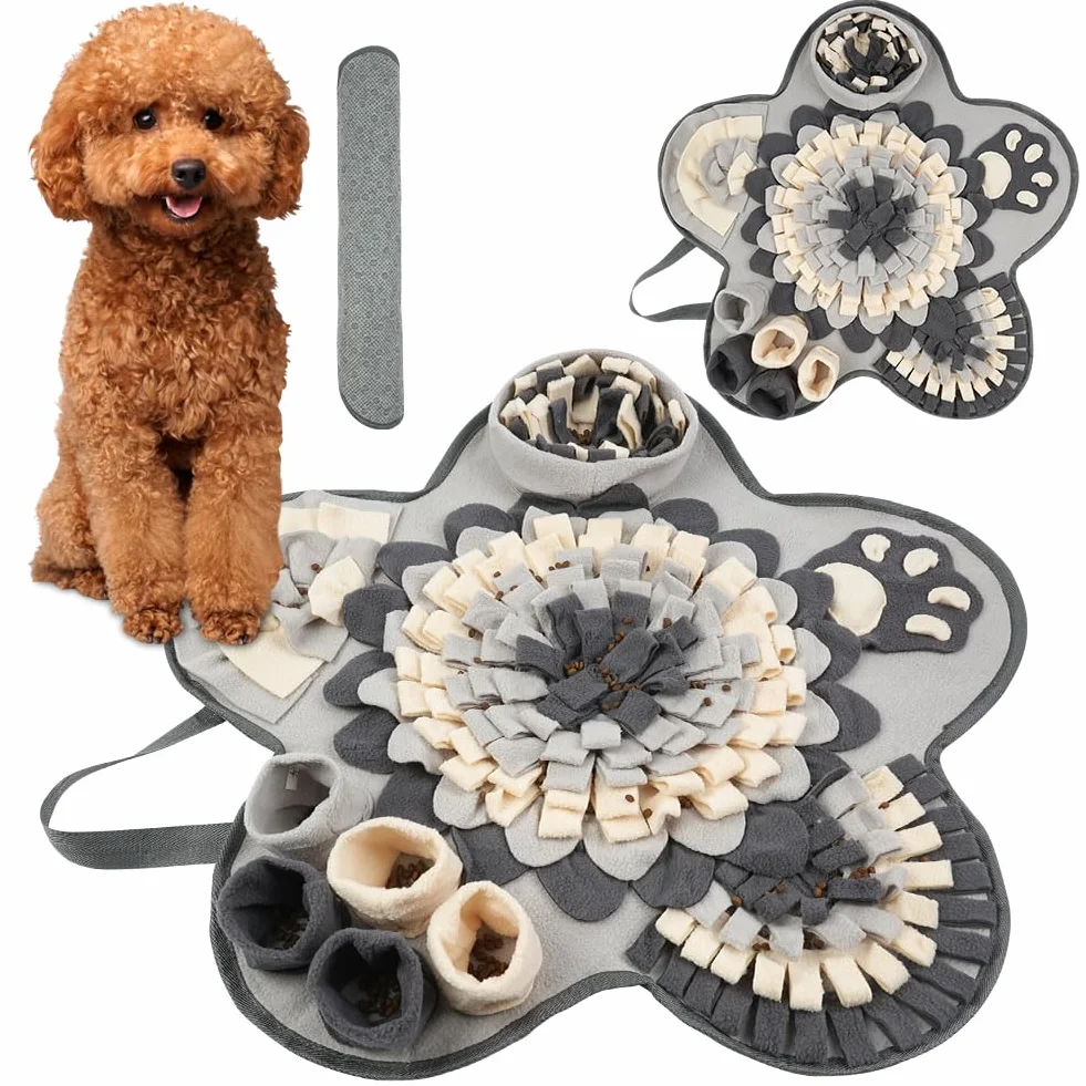 OSDUE Alfombra Olfativa Perros Lavable a Máquina Snuffle Mat para Perros Portátil Interactiva Almohadilla Olfatear Mascotas Estera de Alimentación Lenta para Mascotas Entrenamiento de Forrajeo-Flores