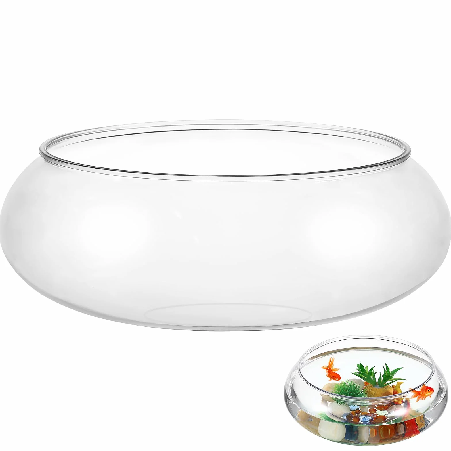 Happyyami Pecera de plástico Transparente Florero de Flores de Boca Ancha Terrario Redondo Tanque Betta de plástico pequeño Acuario hidropónico Jarrón Jardinera Pecera como