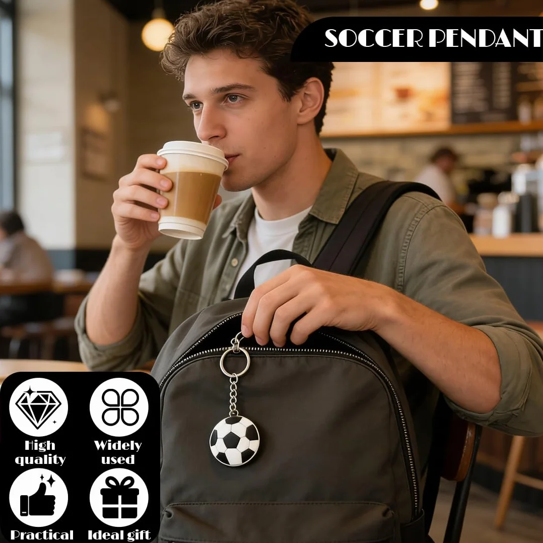 Llaveros de PVC con forma de balón de fútbol para bolsos y mochilas