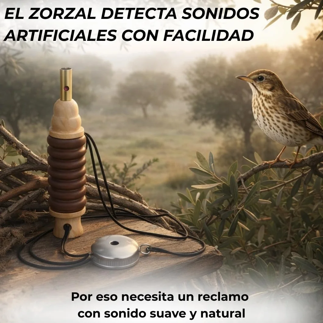Reclamo Zorzal Bucal Manual con 2 Silbatos para Atraer Zorzales