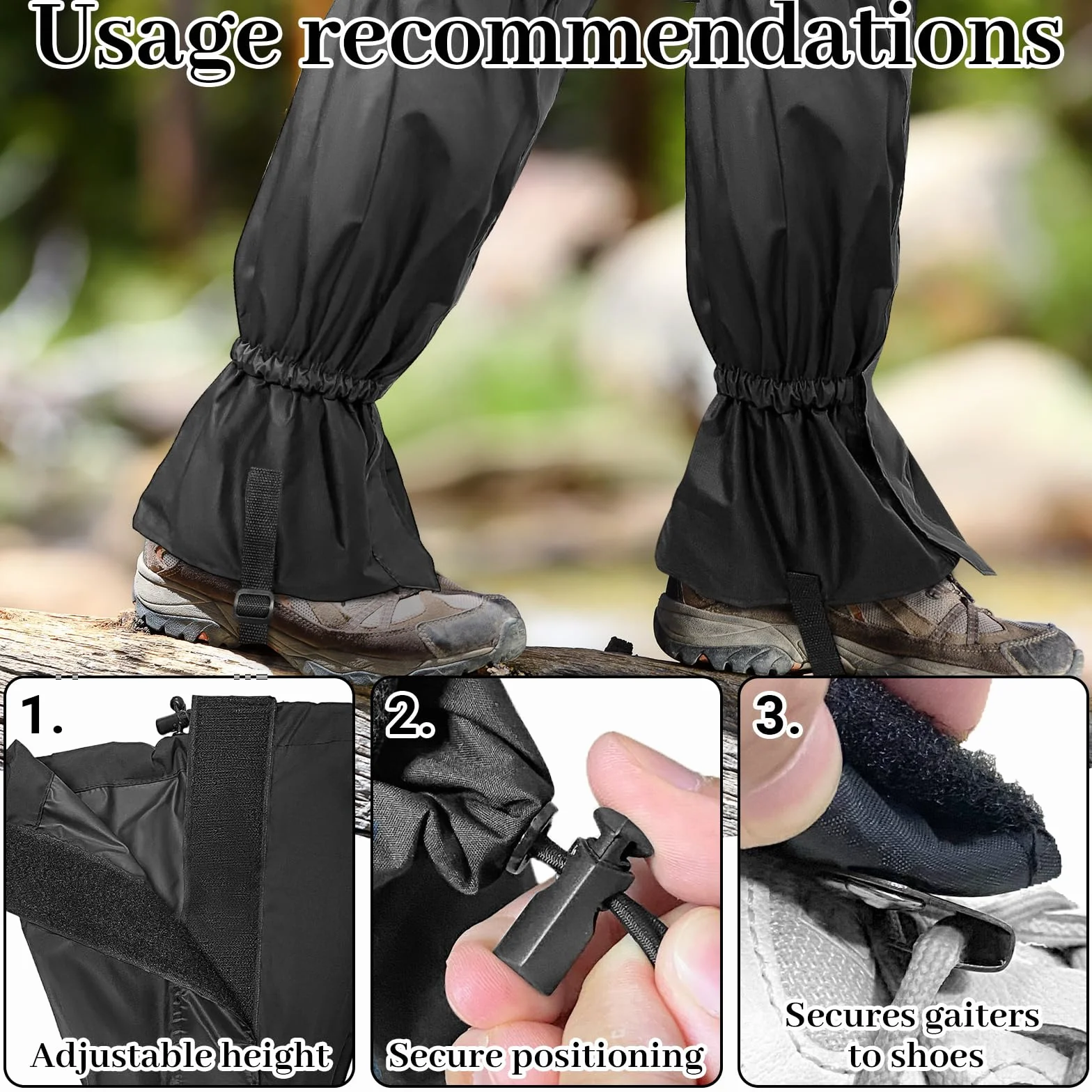 Bellanova Polainas Impermeables Ajustables de Senderismo Antideslizantes Transpirables para Trekking Esquí