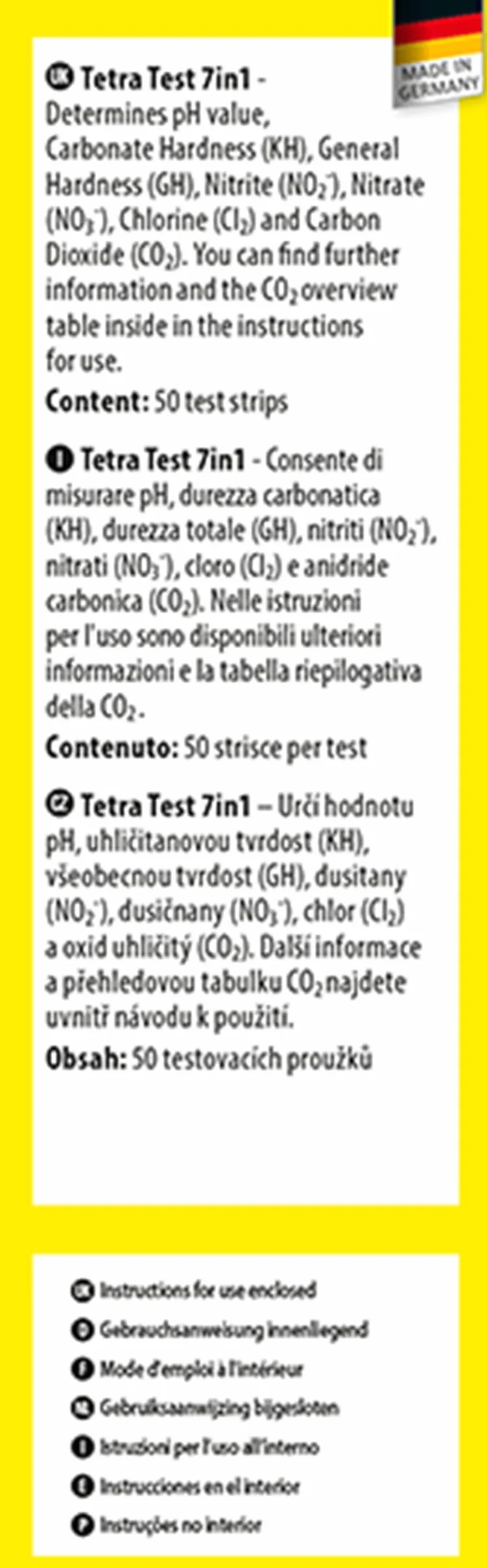 Tetra Test 7in1 - Test de agua para acuarios, control rápido y sencillo de la calidad del agua, 1 paquete (50 tiras reactivas)