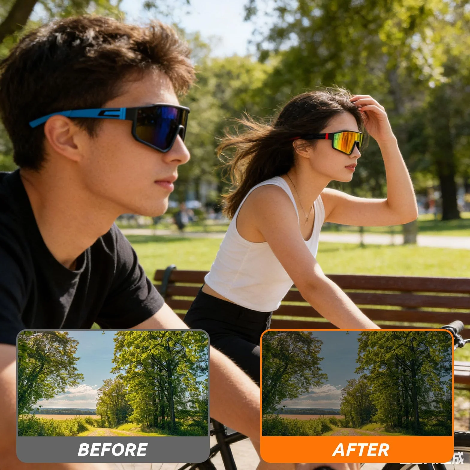 Gafas De Sol Deportivas Polarizadas UV400 para Ciclismo Moto Carrera Esquí