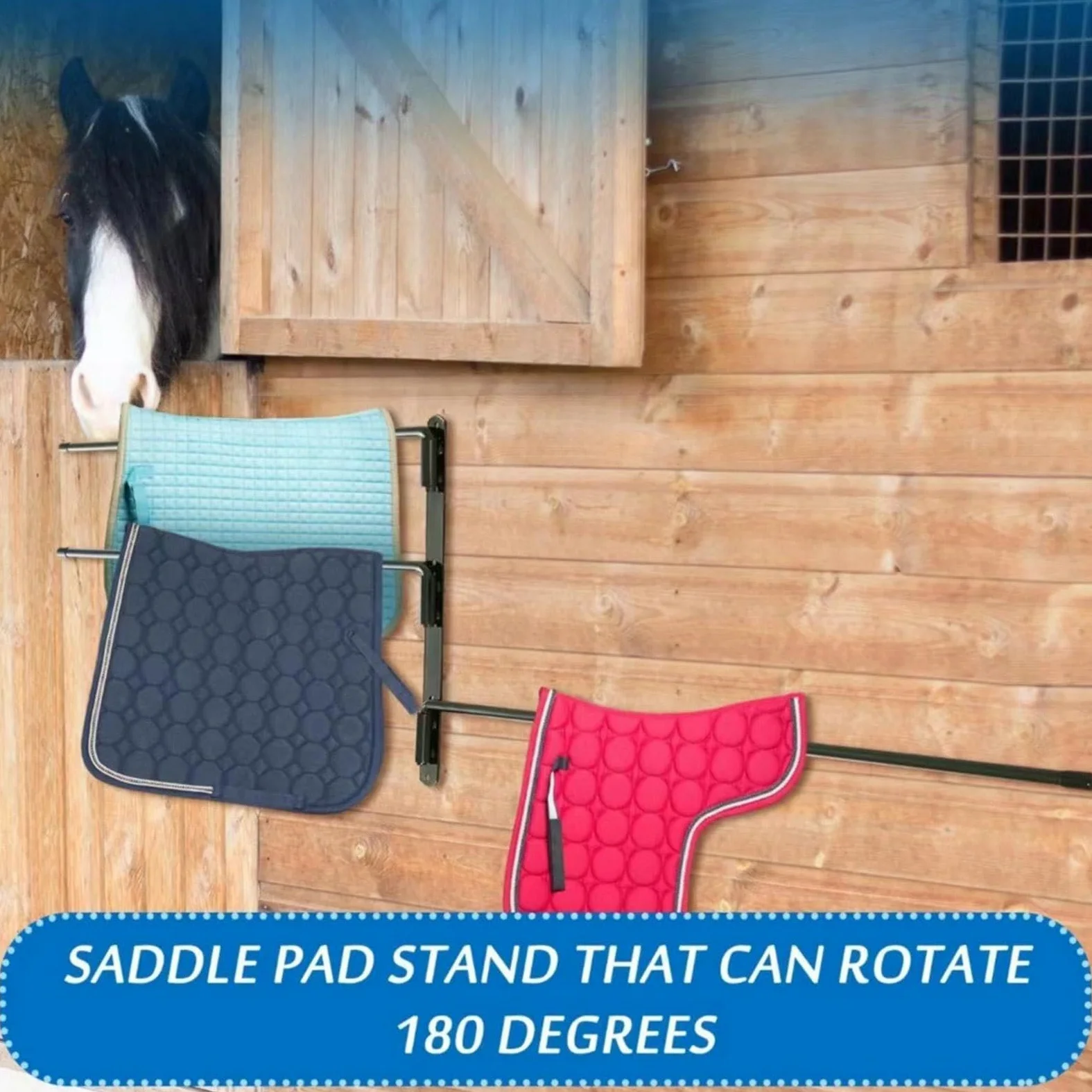 Soporte de Pared para la Silla de Montar Ecuestre Giratorio 180 grados | Perchero Oscilante para Mantas de Caballo en Hogar, Granero, Establo, Granja, Remolque, Salón, Ex