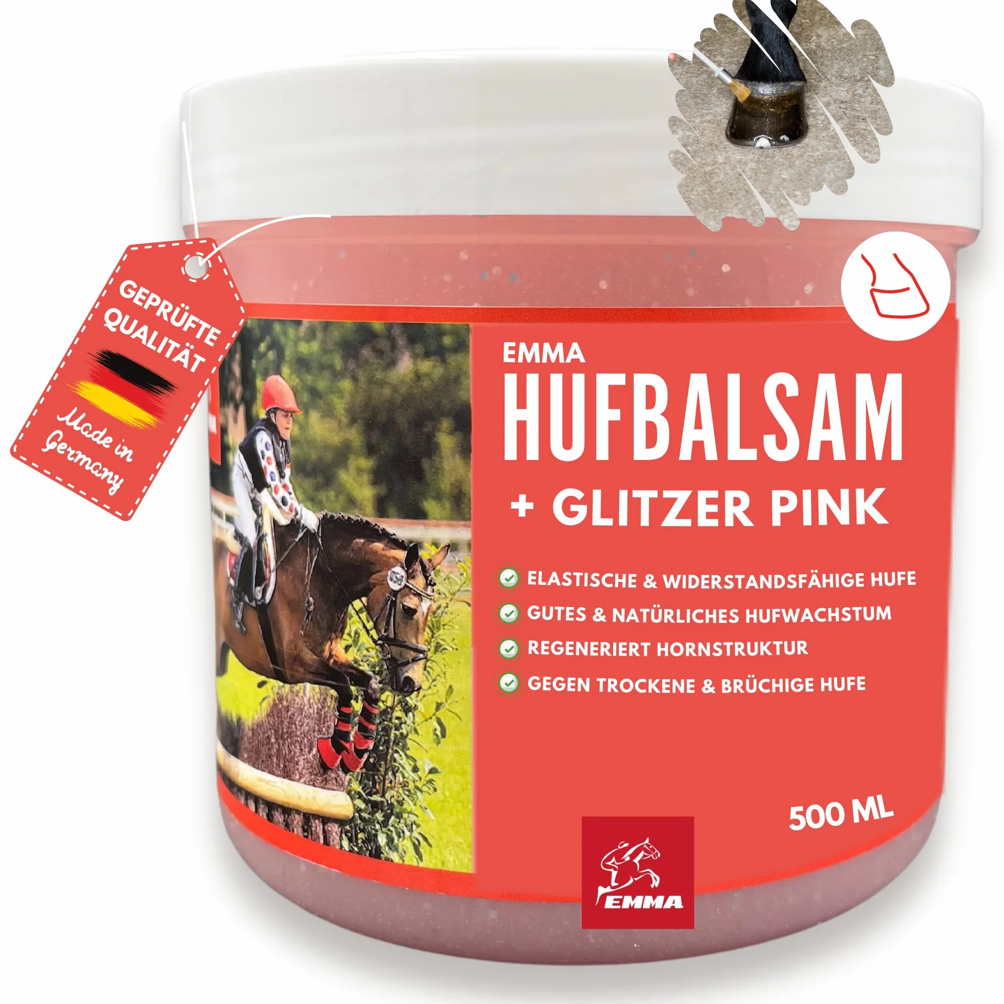 Grasa para cascos de caballos con brillo 500ml rosa con aceite de laurel I ungüento para cascos I bálsamo para cascos sanos I cura de cascos contra cascos secos I cuidado I ungüento de laurel caballo