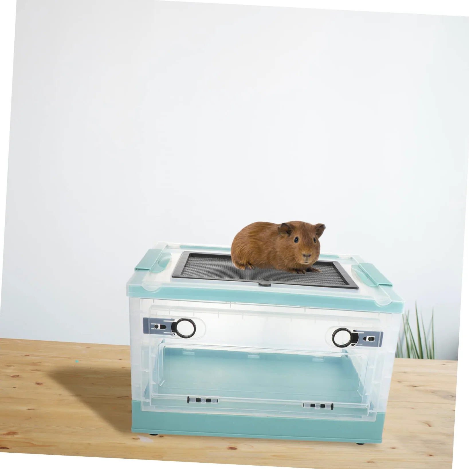 Jaula Portátil para Hámster de Plástico Azul, 1 Set, Compacta | Buena Circulación de Aire, Diseño Transpirable, Fácil de Operar, Contenedor para Cría de Mascotas, Accesorio para Mascotas