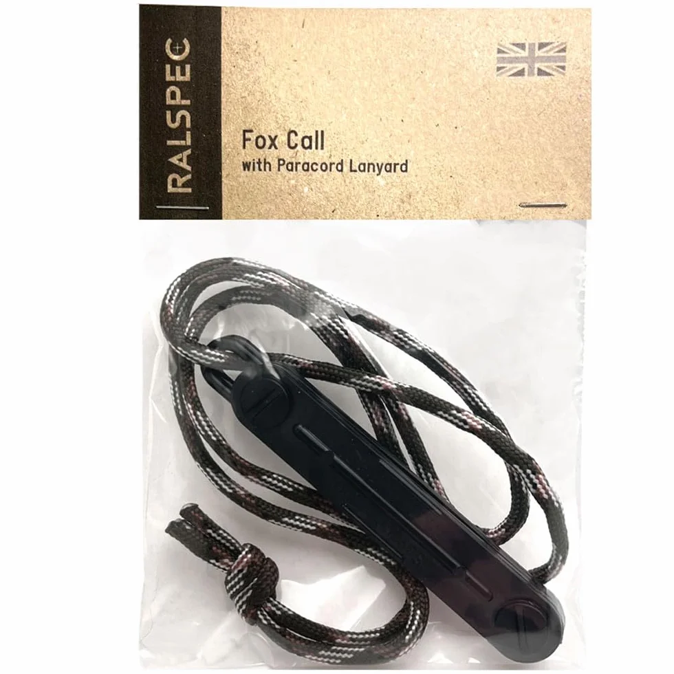Fox Call con cordón de paracaídas para caza, silbato chirriante, lanzador de conejos