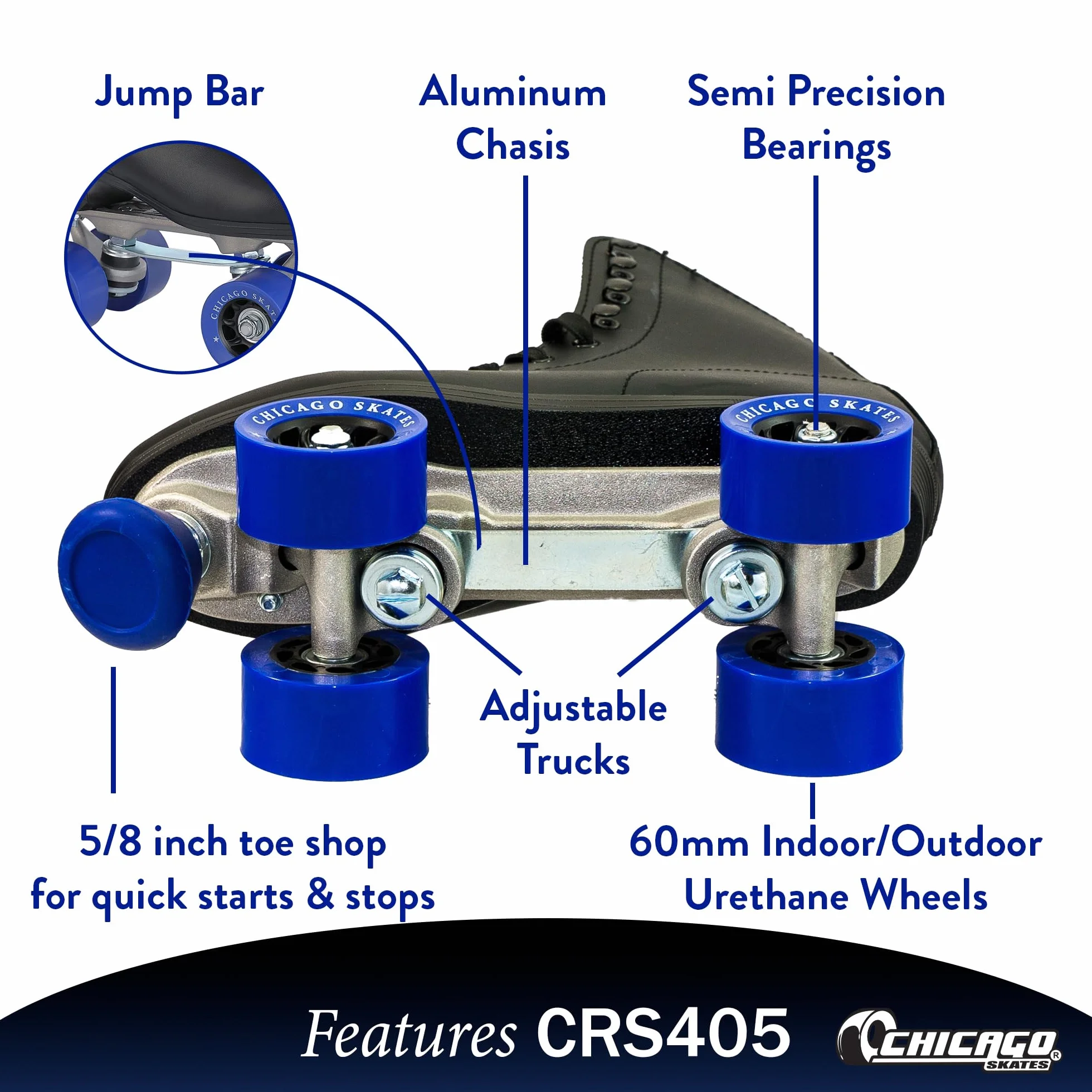 Chicago Skates Patines clásicos de Pista cuádruple Negros para Hombre