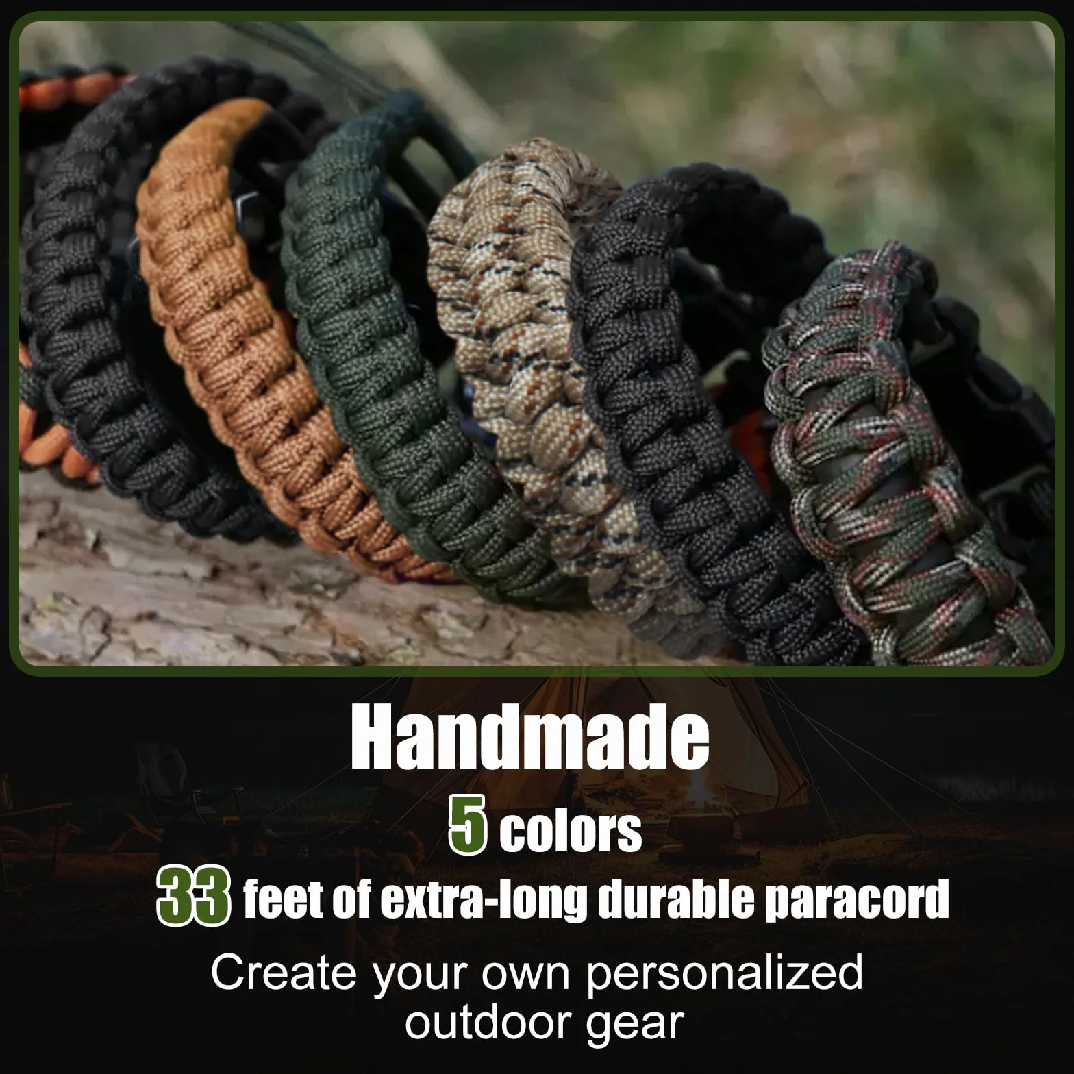 Paracord 4mm 7 Hebras 5 Piezas Cuerda de Nylon Multifuncional para Exterior Supervivencia