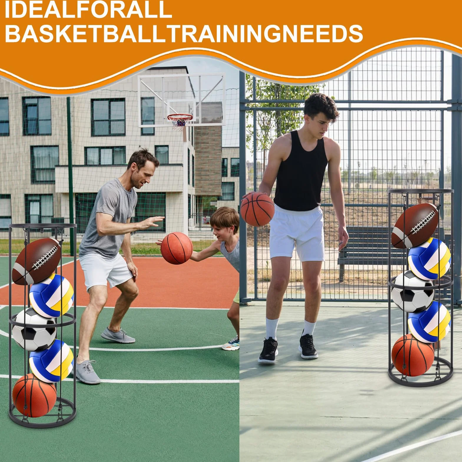 Ballaufbewahrung vertikale Ballregal Garage Organizer abnehmbar Sport Ballhalter Basketball Fußball