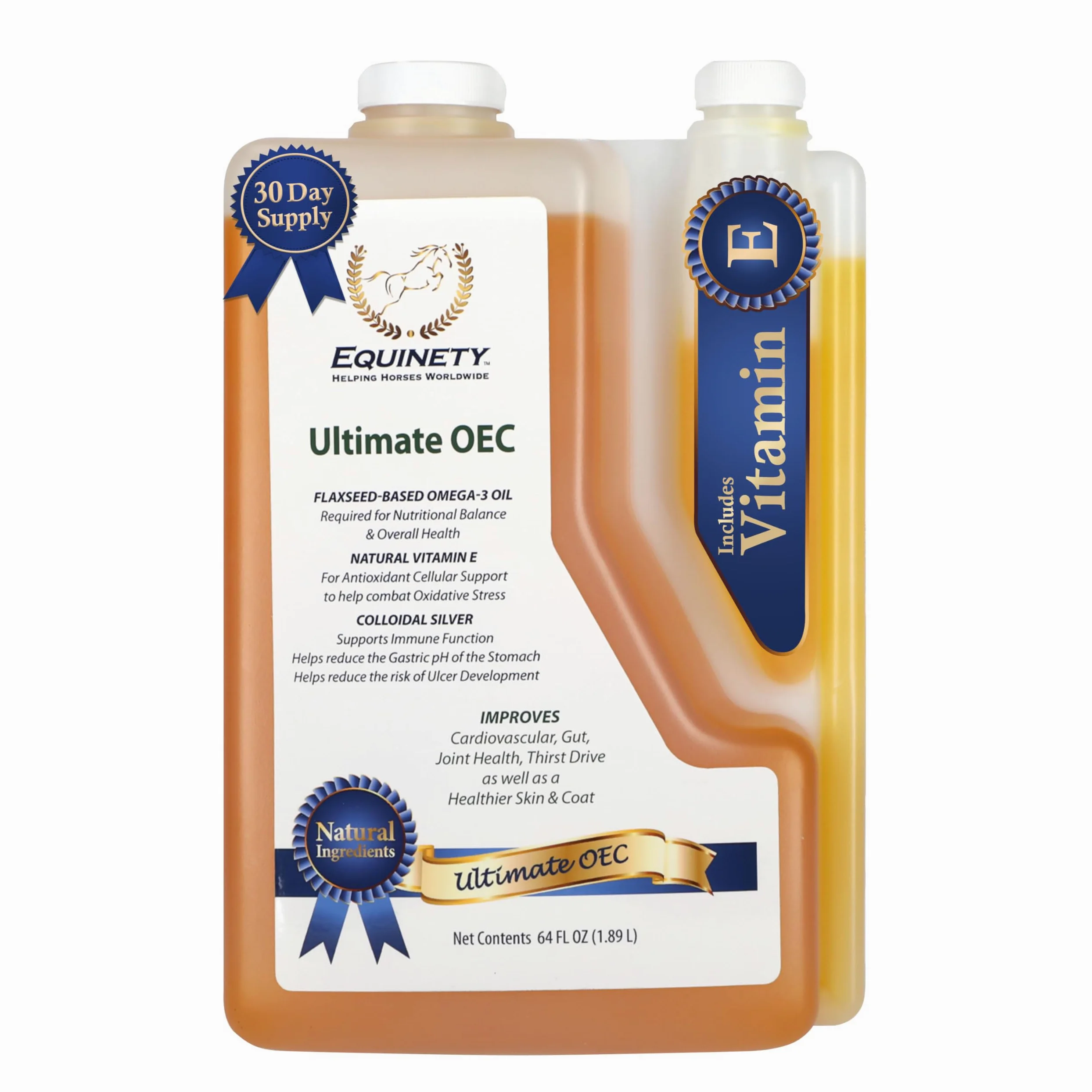 Ultimate OEC - Suplementos de pezuña para caballos con Omega 3, aceite de semilla de lino, aceite de pezuña de caballo y vitamina E para caballos, suplemento para articulaciones de caballo aprobado