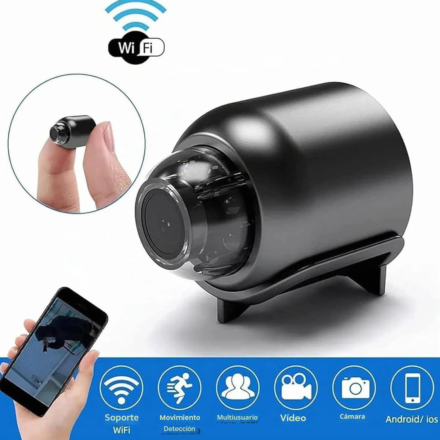 Cámara Ojo de Gato, Popular Cámara de Ojo de Gato para el Hogar, Mini Cámara Wifi Inalámbrica 1080p con Visión Incluida, Fácil Instalación, Cámara de Visión Nocturna para Hogar, Oficina, Coche (3