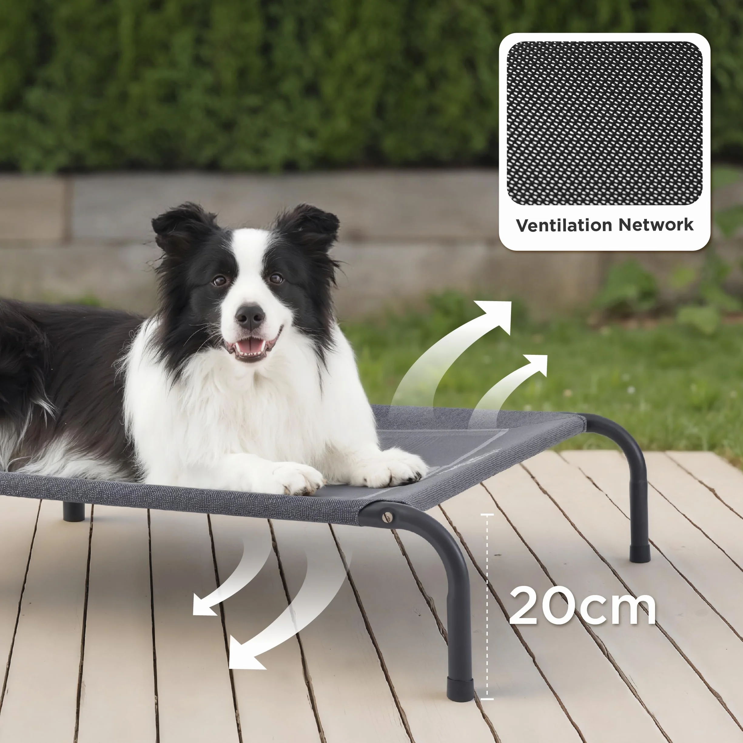 Bedsure Cama Elevada para Perros Grande - Cama para Perros Elevada e Impermeable con Malla, Ideal para Viajes y Jardín, Gris, 124x80x20 cm