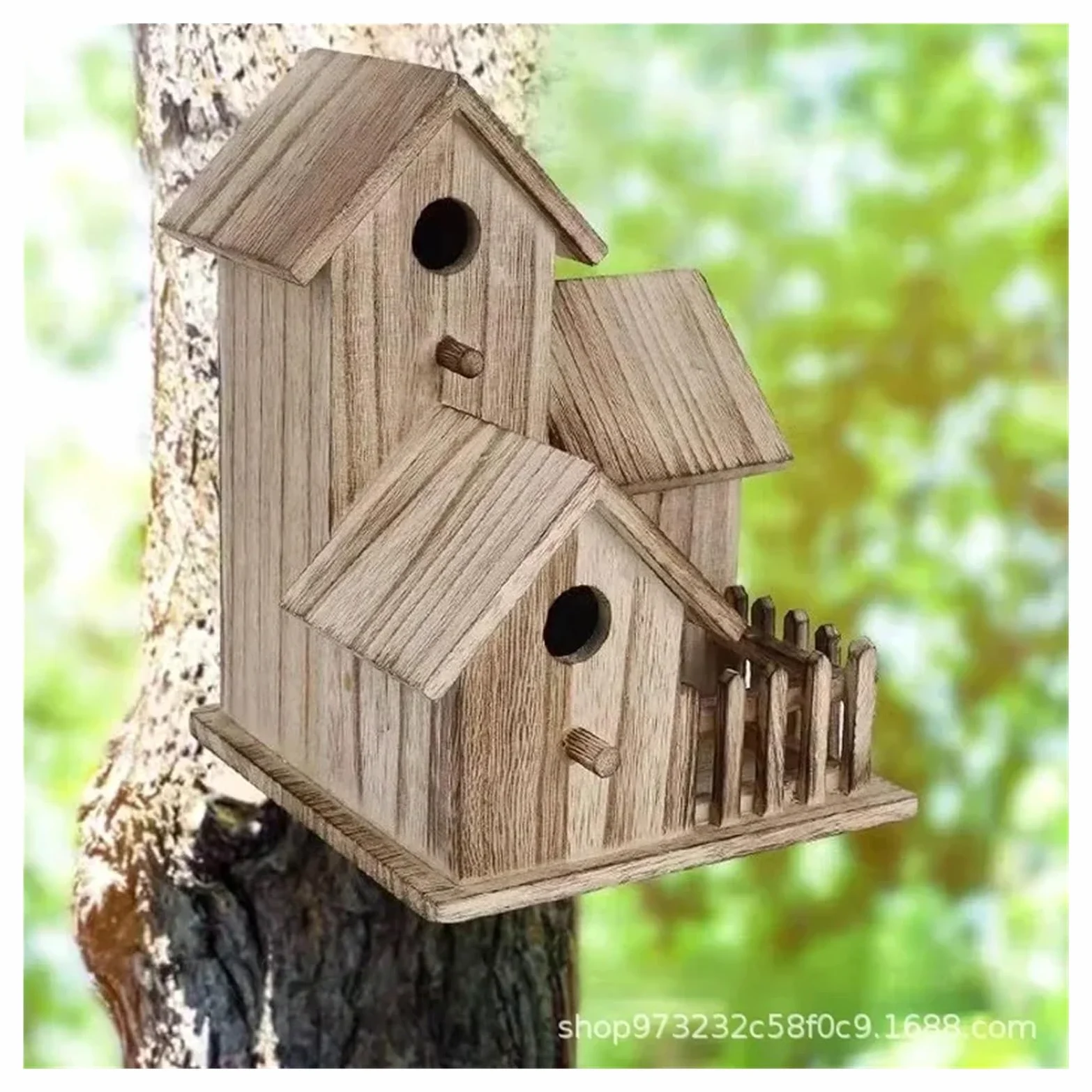 Caja Nido for pájaros de Madera | Jardín exterior multicolor: Caja nido for pájaros montable