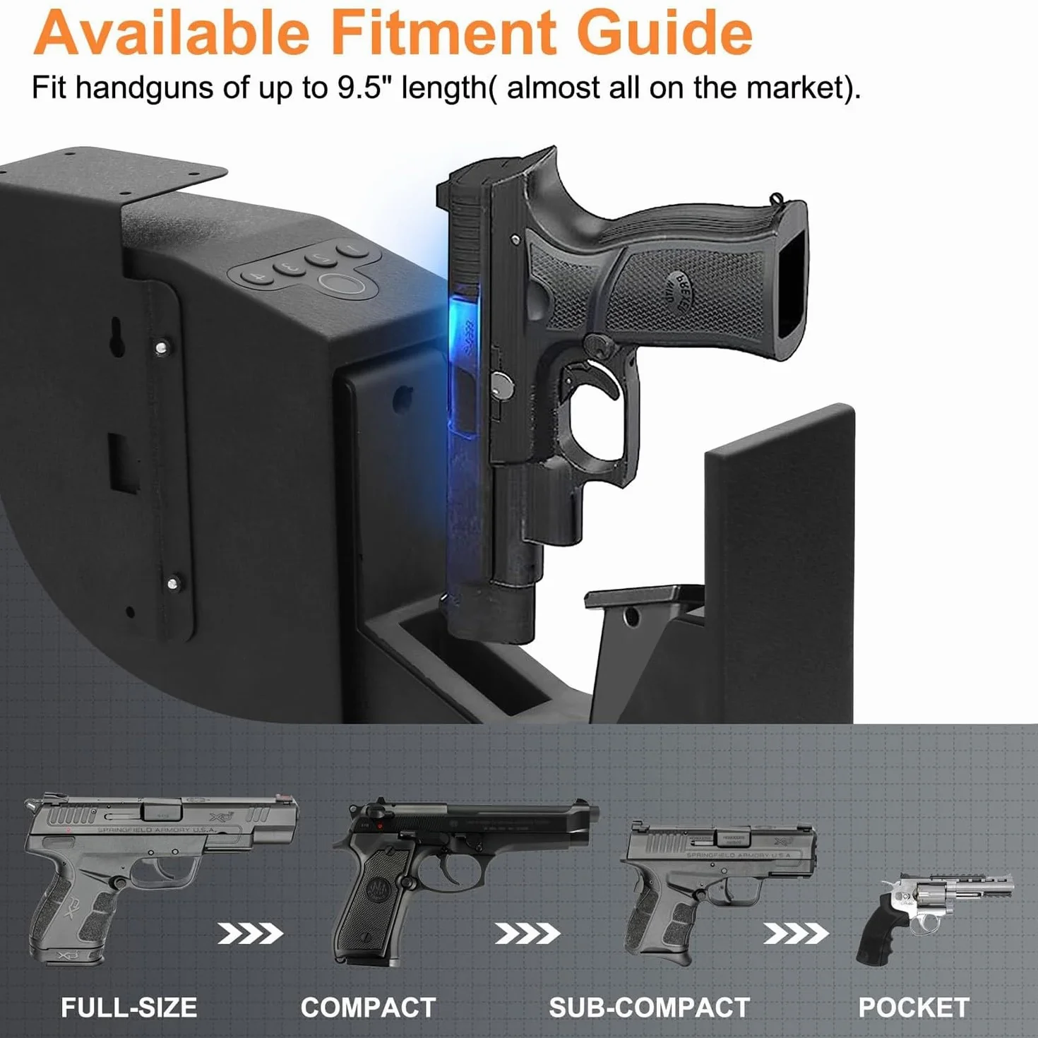 Caja Fuerte para Armas con Huella Digital y Cerradura con Llave, Armero para Pistola