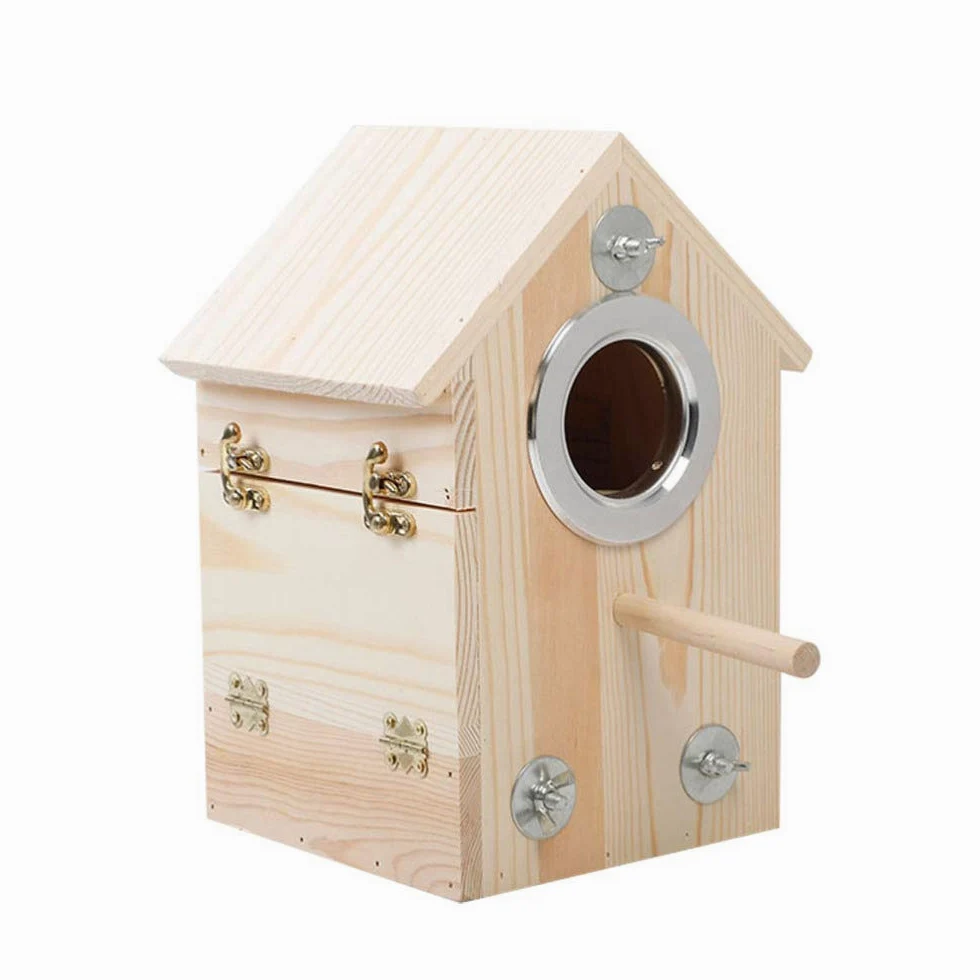 Caja Nido de pájaros de Madera, casa for pájaros, Caja de cría de Loros, Jaula, Nido de pájaros de Madera for Periquito, Periquito, cacatúa, Conure, pinzón Canario, Agapornis/1128