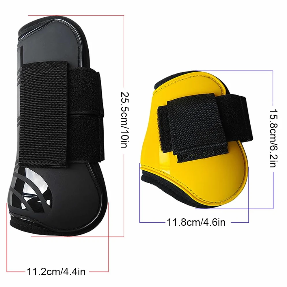2 pares de espinilleras para caballos de equitación, ligeras y ajustables, con buen arnés, color negro