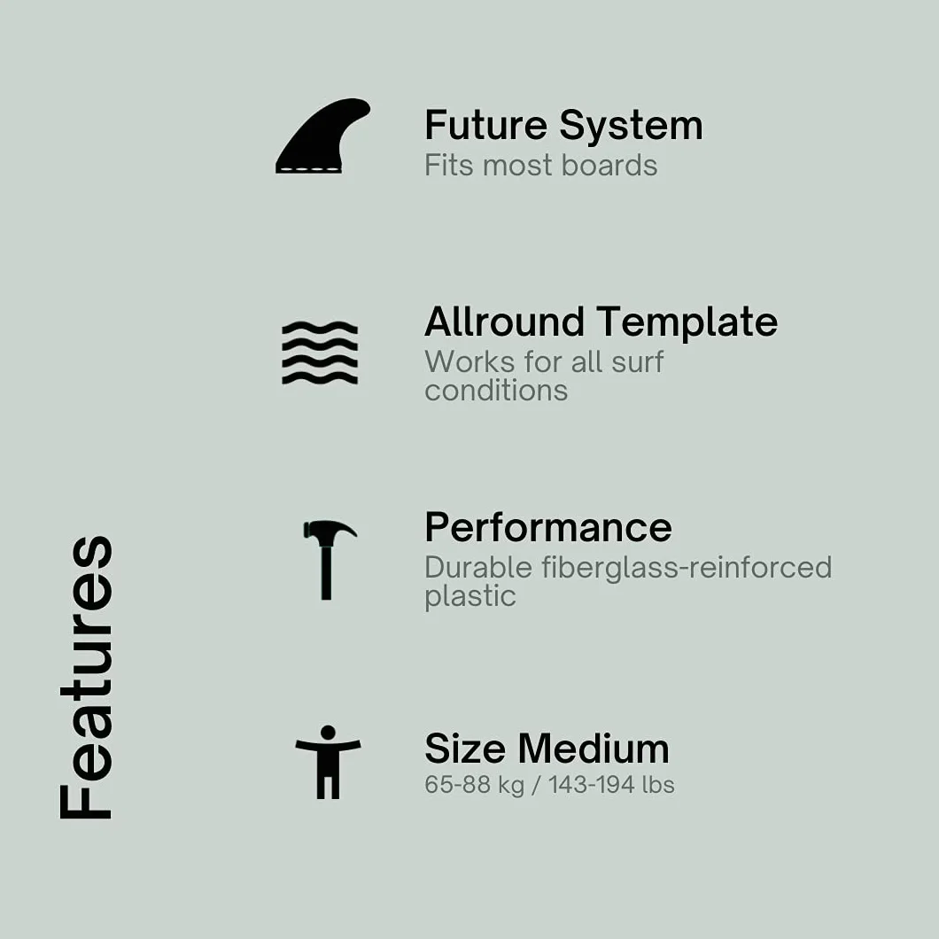 Future Surfboard Thruster Fin Set Medium with Fin Key - Quillas para Tablas de Surf