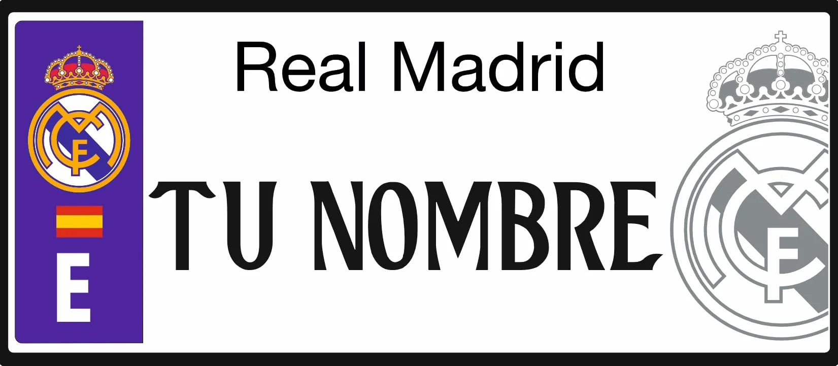 Real Madrid Matrícula Personalizada 6 x 14 cm