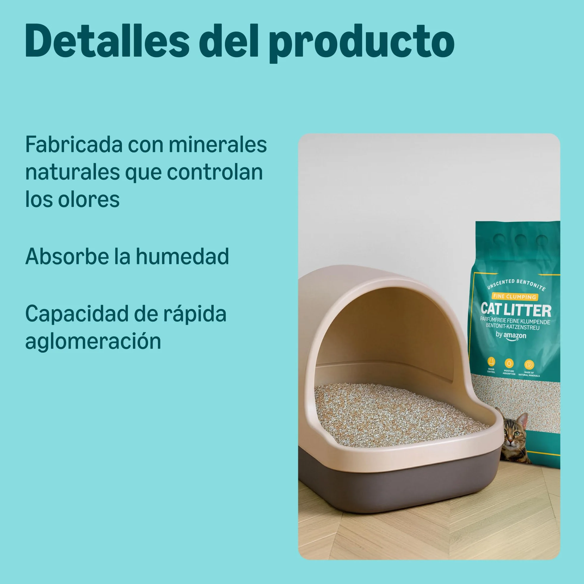 by Amazon Arenero Aglomerante Fino sin Perfume para Gatos, 10L (Paquete de 1)