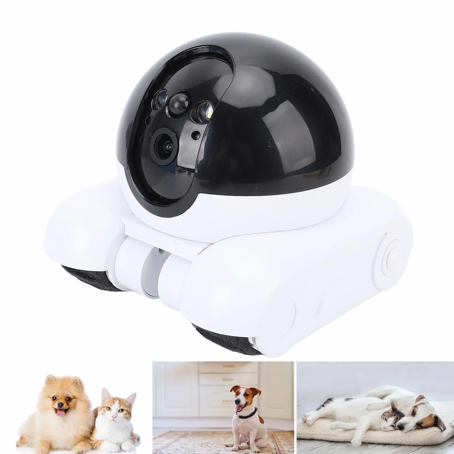 Tangxi Robot de Cámara de Mascotas, Cámara de Seguridad para el Hogar sobre Ruedas, Monitor Móvil de Doble Lente de Lente de 1080p, Control de Aplicaciones de Conversación y WiFi de 2