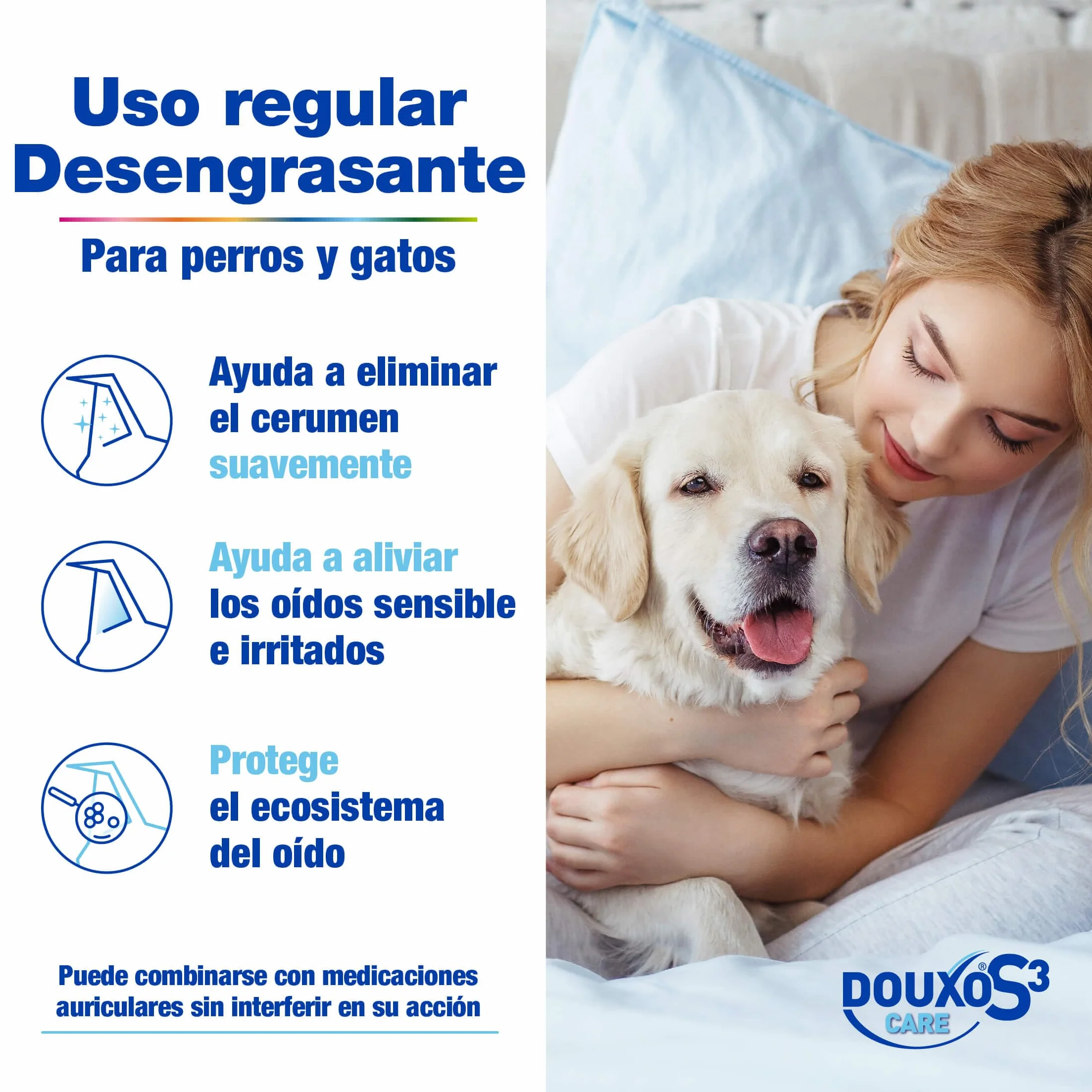 Douxo S3 Care - Loción Auricular para Perros y Gato - Higiene - Uso frecuente (120 ml)