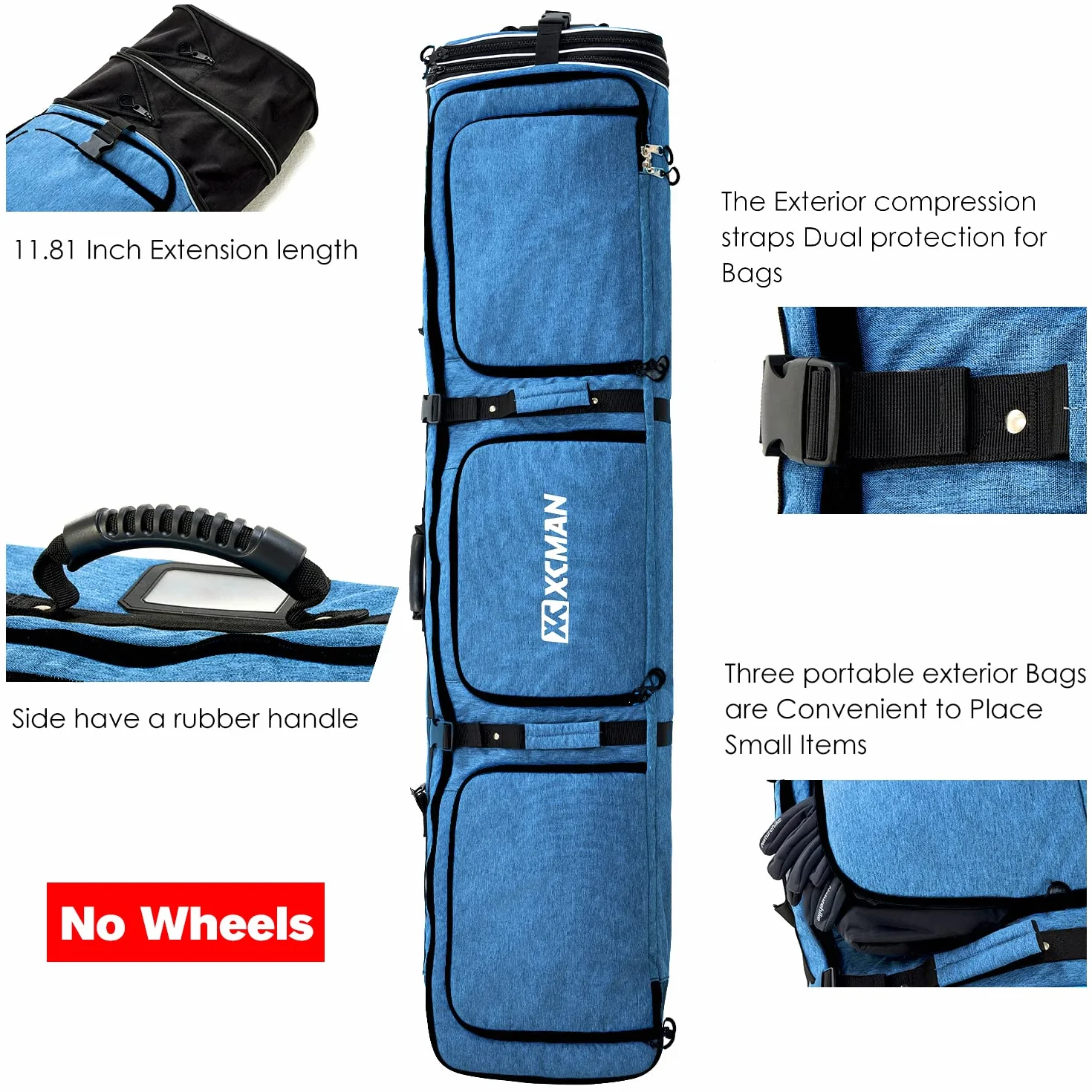 XCMAN Bolsa acolchada snowboard ajustable 160-190 cm viaje avión
