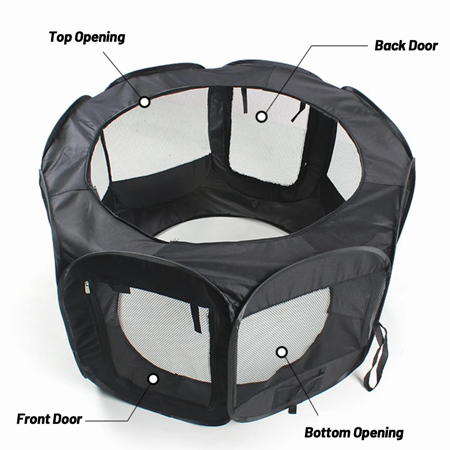 Tienda De Campaña Portátil Plegable Para Mascotas, Parque De Juegos Para Mascotas, Parque Para Perros,Parque De Juegos Octogonal Para Perro, Gato, Conejo Con Cuenco De Viaje Plegable,Negro