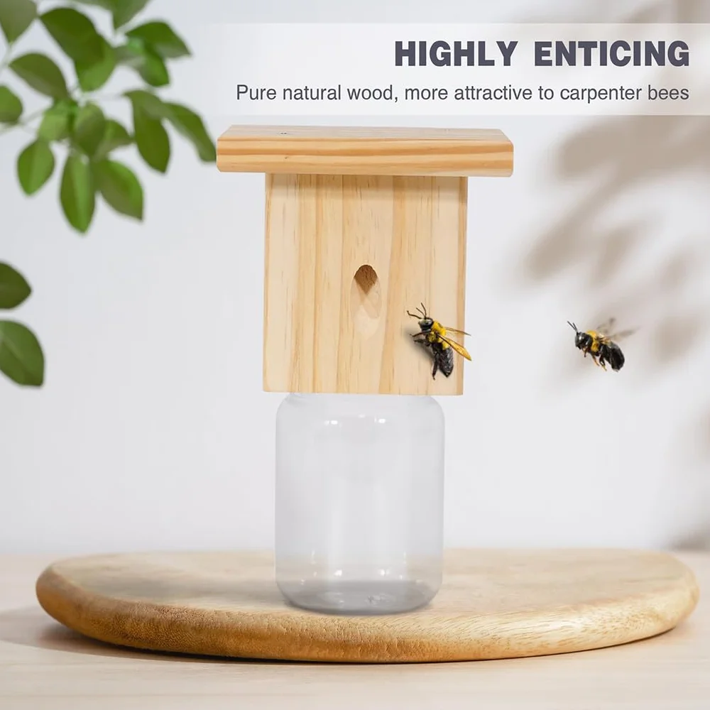 Trampa para Abejas carpinteras con Caja Fuerte Desmontable. Atrae a Las Abejas carpinteras con Cebo. Trampas Colgantes Naturales Estilo Loft, B