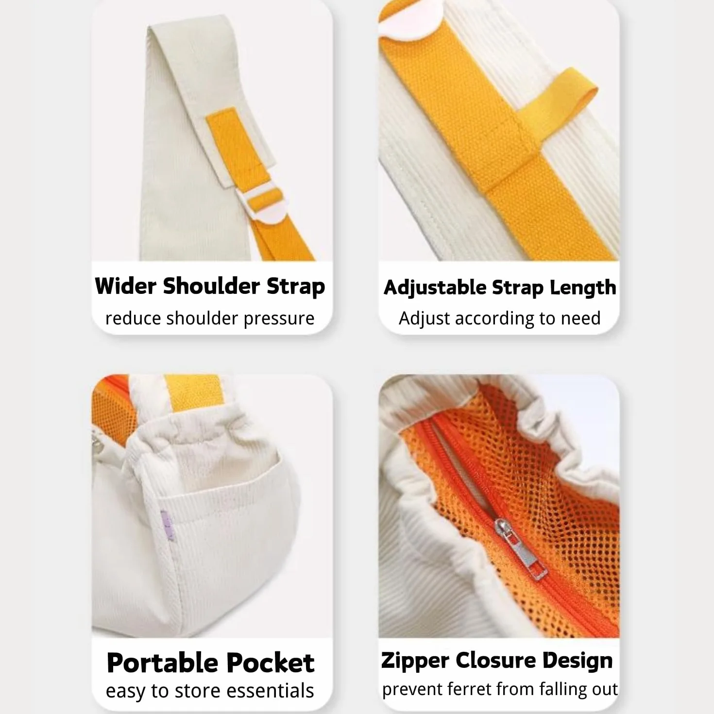 Bolsa de Transporte para Hurones – Bolsa de Transporte para Mascotas con Correa Ajustable, Bolsa de Hombro Manos Libres, Bolsa Cruzada de Viaje, Bolsa de unión Suave para Animales pequeños, Mochila