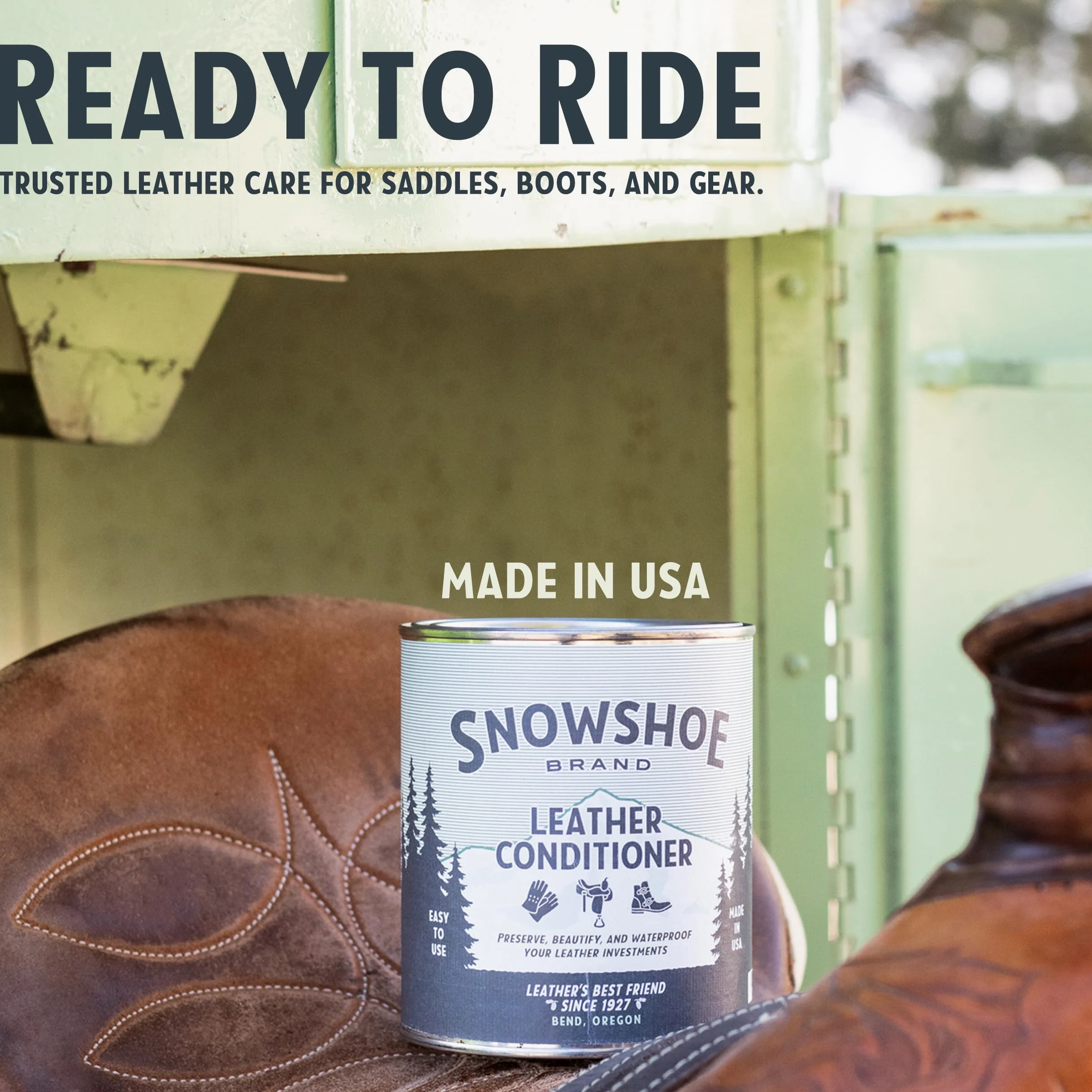 Generic Apósito de cuero para raquetas de nieve, acondicionador de cuero, protege, acondiciona, restaura y protege el cuero resistente al agua, acondiciona los sillines y tachuelas desde 1927,