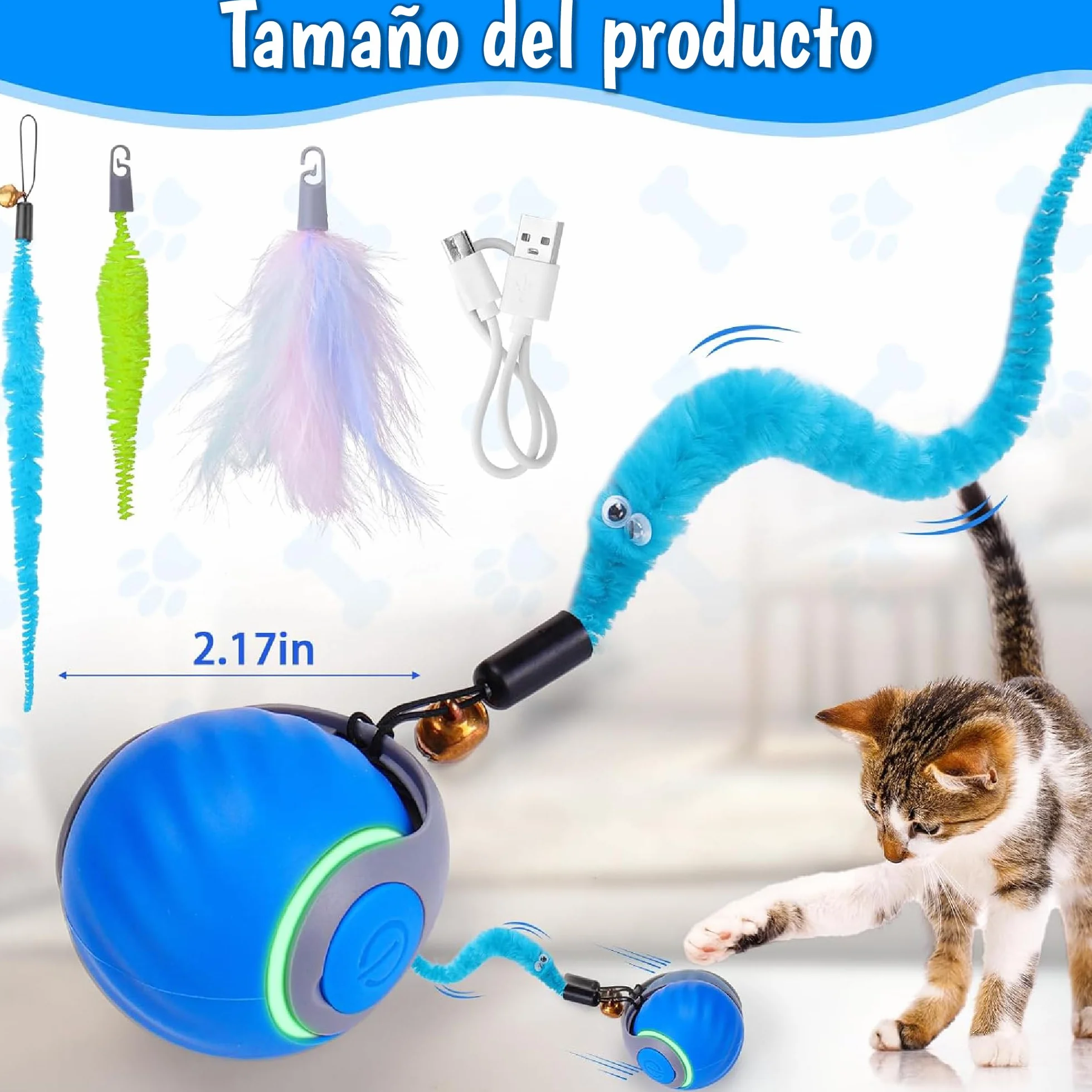 Doggie Juguete Gato 2 Velocidades - Juguete Interactivo Gato y Pelota Interactiva para Gatos - Juguetes para Gatos Innovadores - Cat Toy para Ejercicio y Diversión