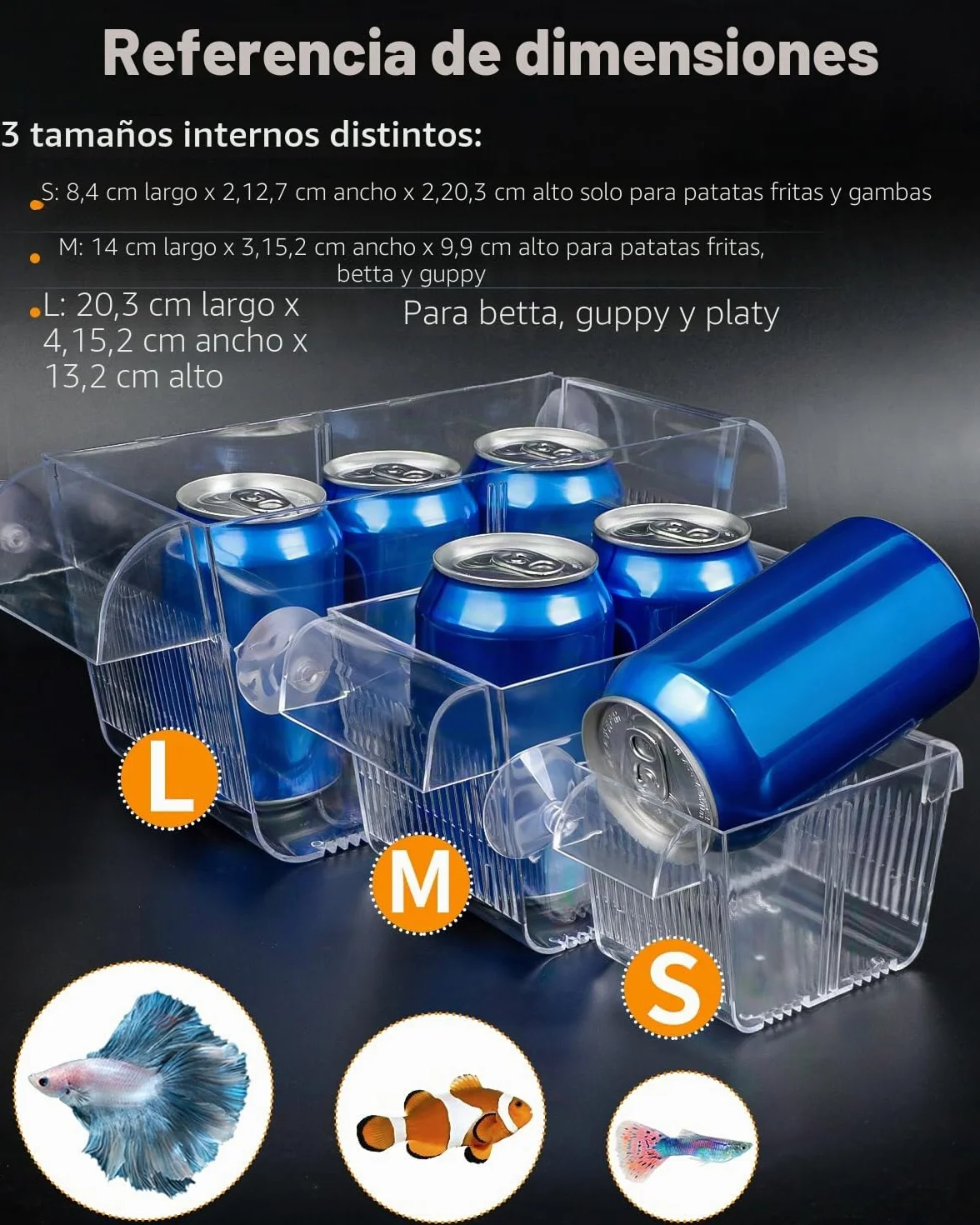 Pawfly Caja de cría de peces de acuario con 6 ventosas de acrílico para peces bebés, camarones, betta, guuppy, platy