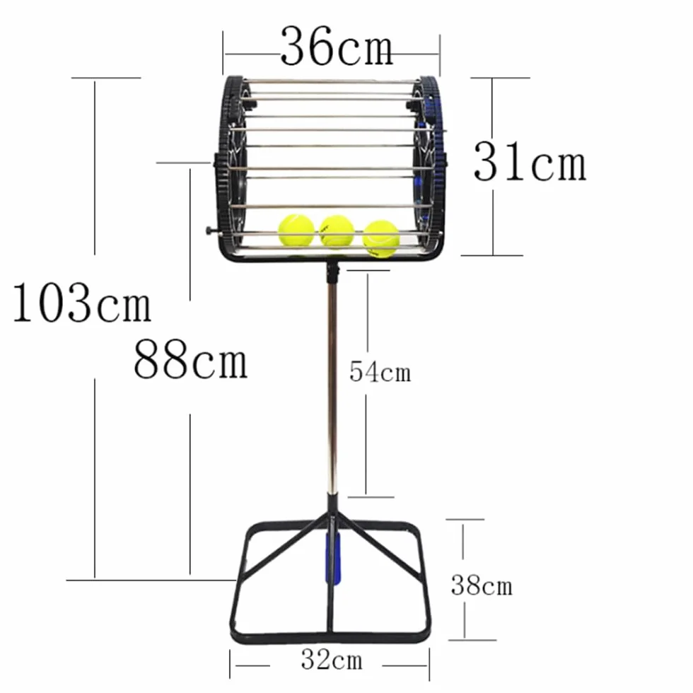 Recogedor automático de pelotas de tenis 2 en 1, capacidad 80 pelotas, mango y rodillo para entrenamiento