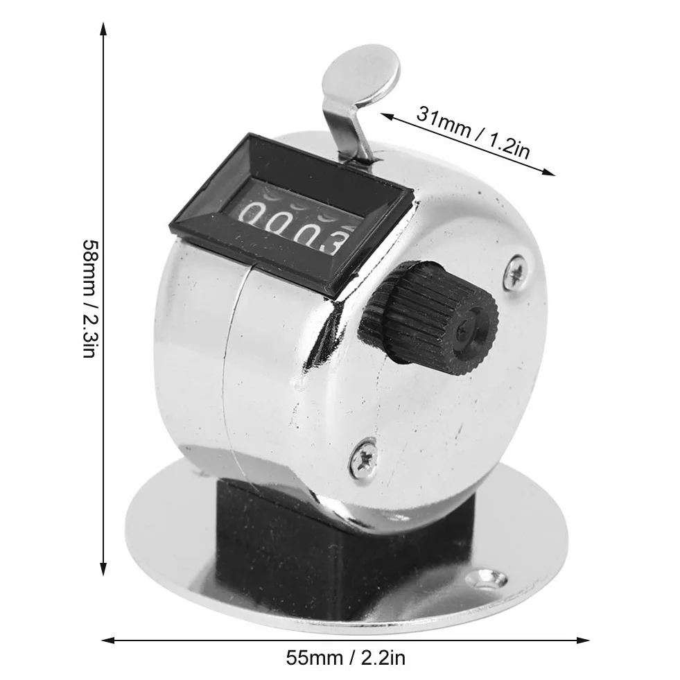 Contador Manual Mecánico 4 Dígitos Clicker Portátil Acero Inoxidable