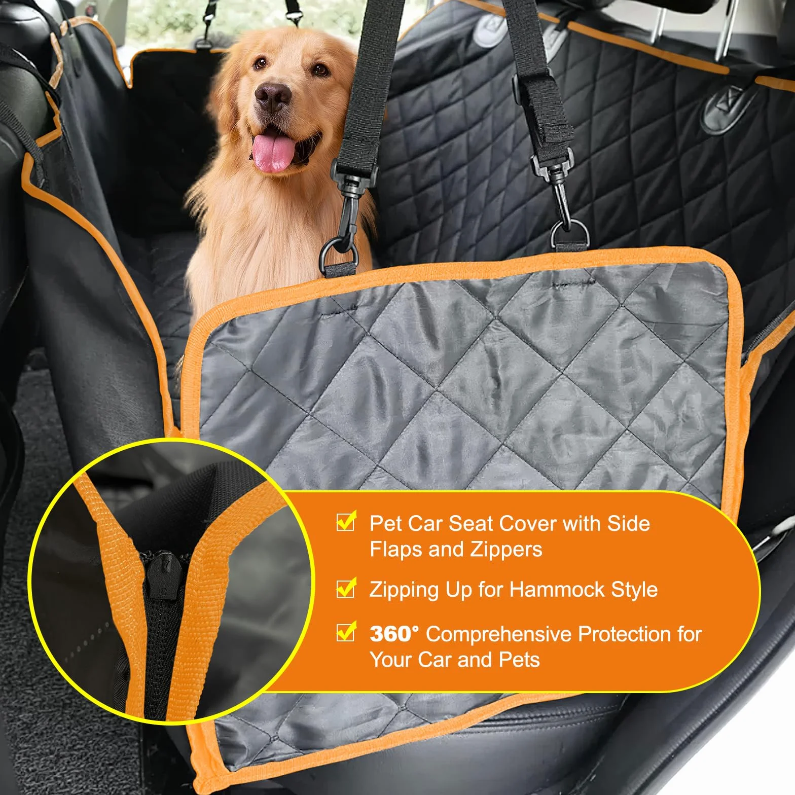 ICWEIMEI Funda de asiento de coche para perro, impermeable, para viajes de perro, antideslizante, protector de asiento de coche para mascotas, para coches, camiones, SUV