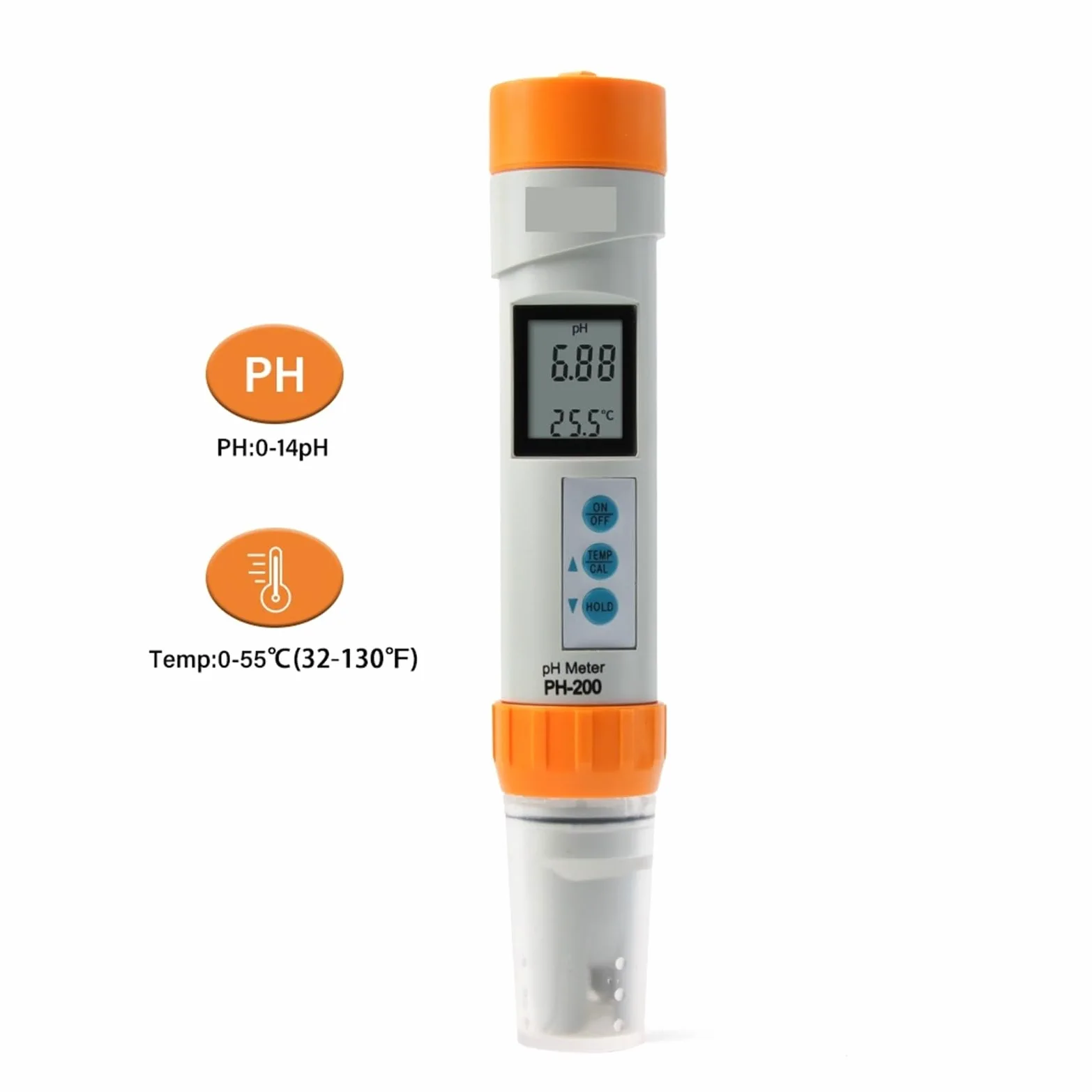 Medidor digital de TDS, EC, temperatura y pH, ±0,1, alta precisión, probador de calidad del agua, resistente al agua, for acuarios y piscinas.(Oranje)