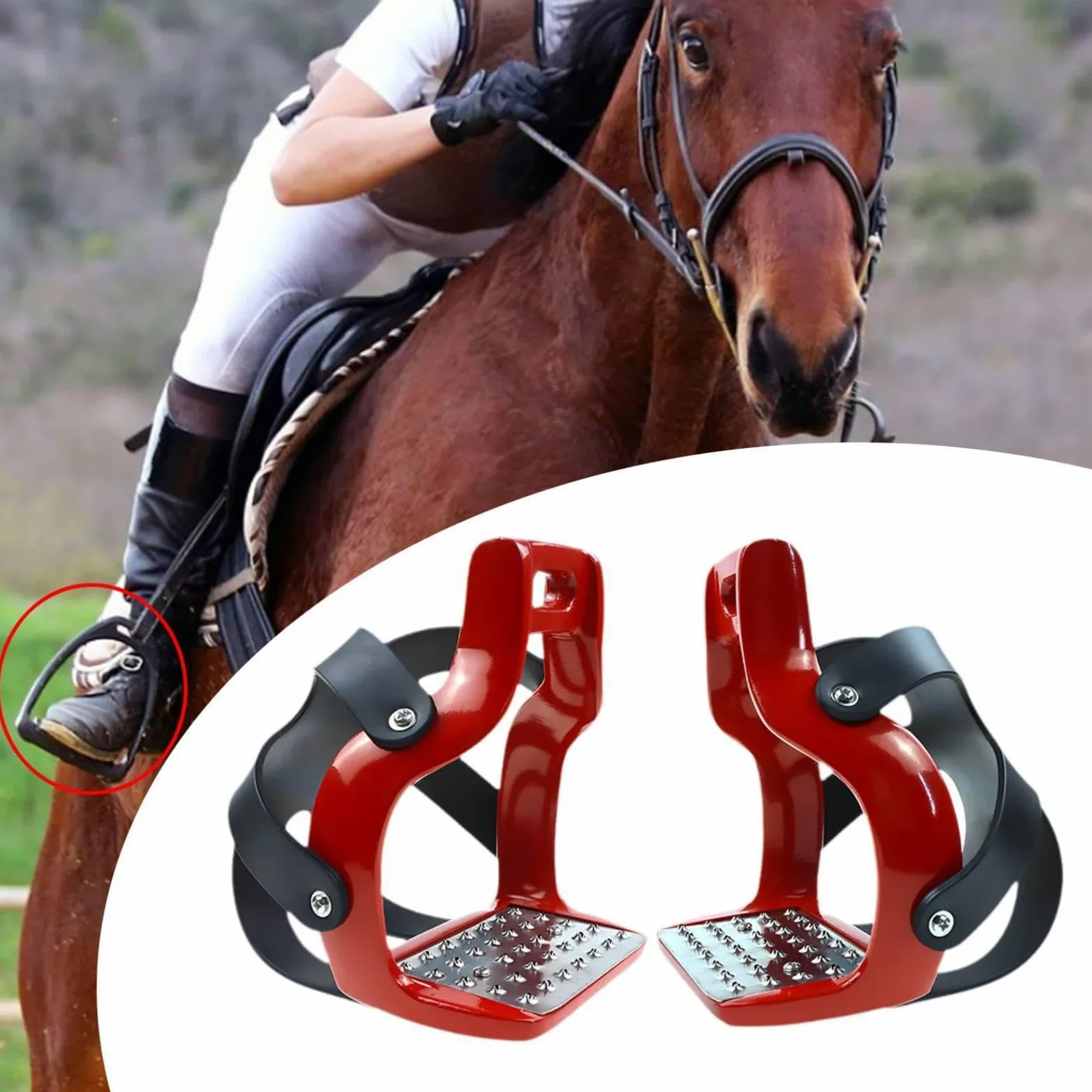 1 Par de Botas de Montar Profesionales Y Ligeras para Caballos con Suelas Antideslizantes, Fabricadas en Aluminio Robusto Y Cómodo para Una Sujeción ó