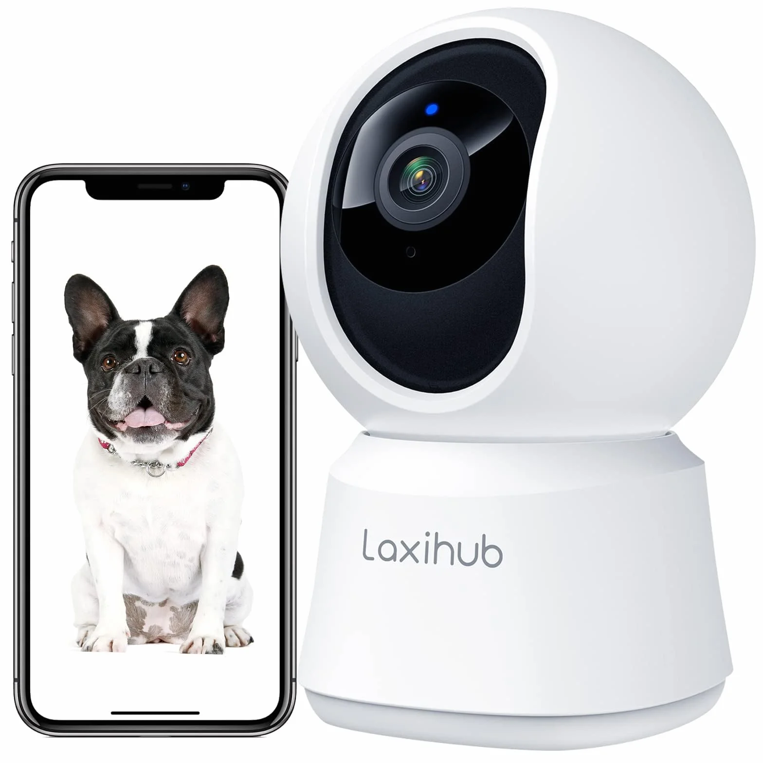 LAXIHUB 2.4GHz WiFi Cámara vigilancia Interior, PTZ 355° Camara para Perros en Casa, Telecamera Wi-Fi Interno Visión Nocturna, Audio Bidireccional, Compatible con Alexa y App Tuya
