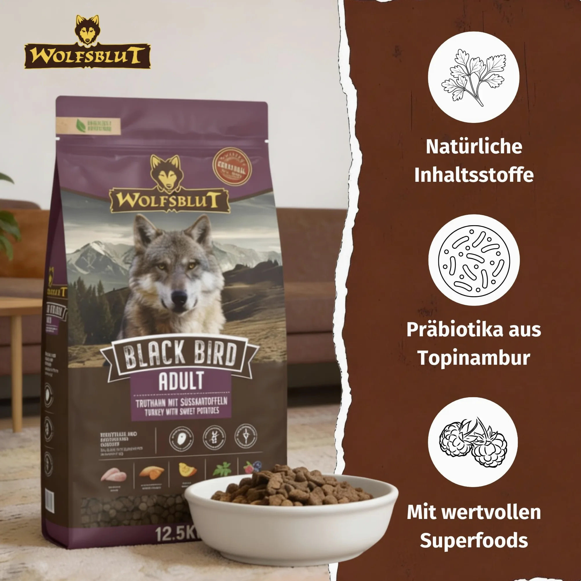 Wolfsblut Black Bird Alimento para Perros Adultos 12,5 kg