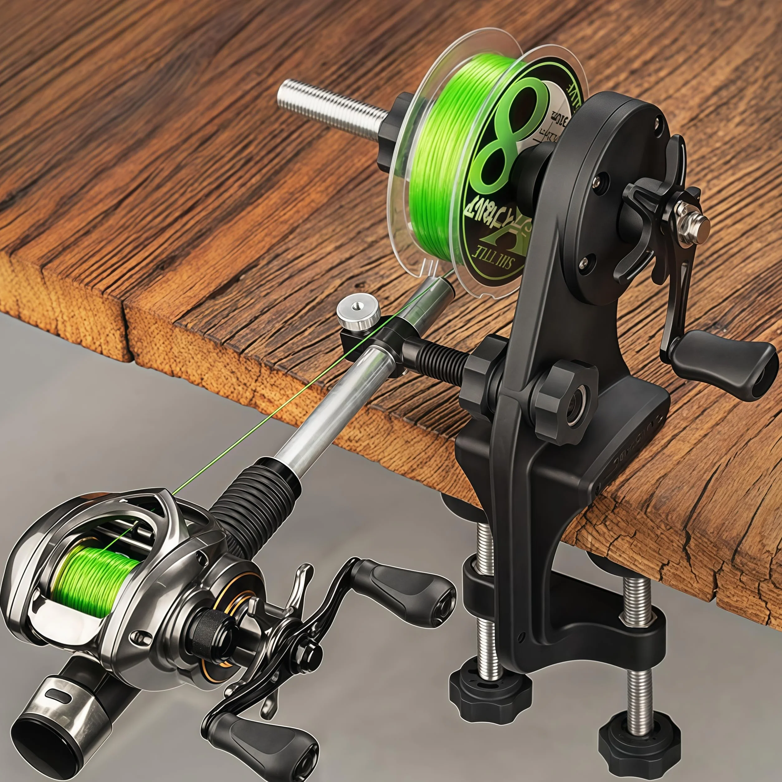 Enrollador de Carretes de Pesca con 2 Patas de Soporte, Rodamientos de Bolas de Acero Inoxidable