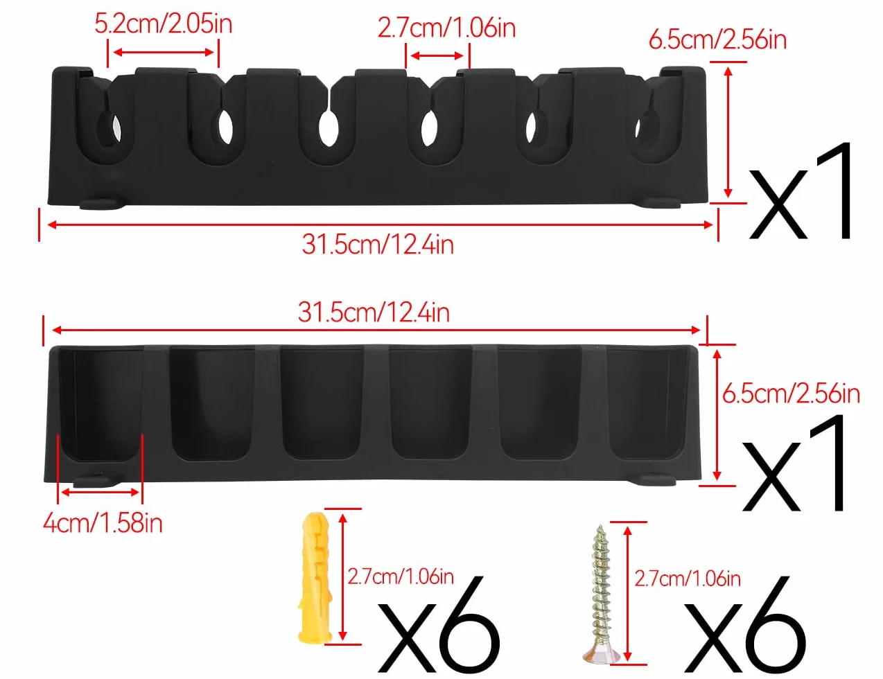 Portacañas de Pared para 6 Cañas de Pescar, Soporte Negro